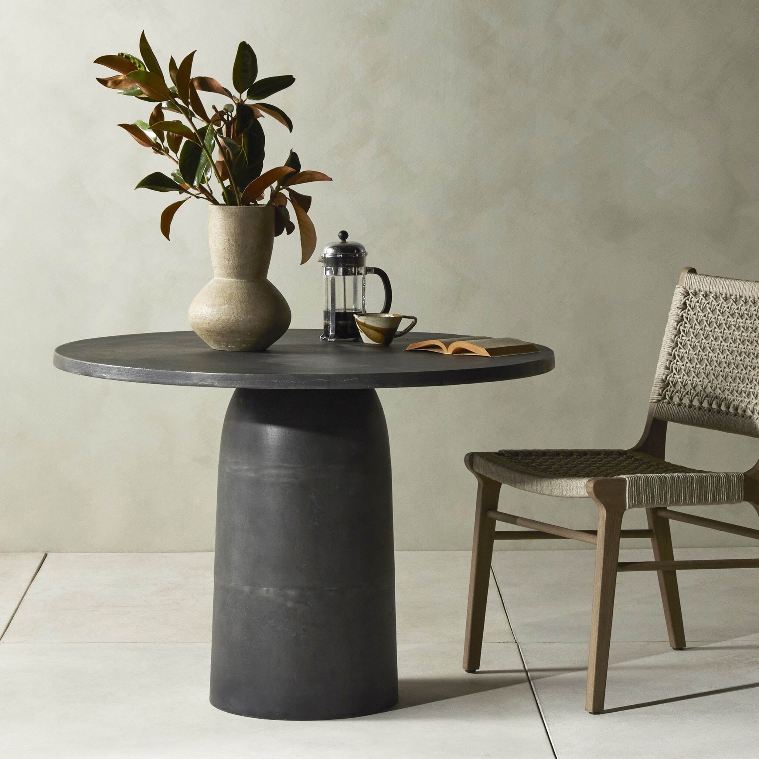 Basil Outdoor Dining Table 42", Aged Grey
