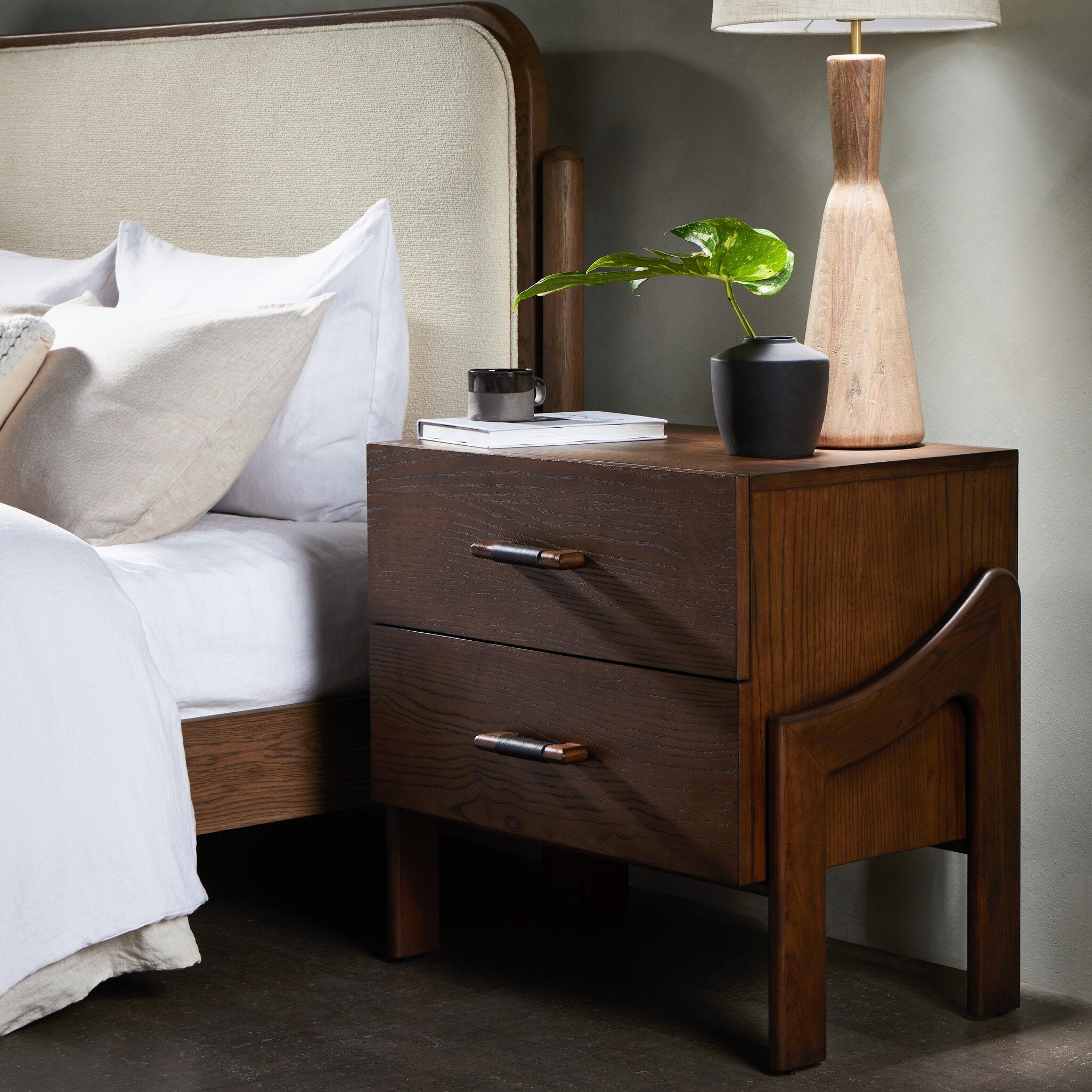 Halston Nightstand, Terra Brown Ash Veneer