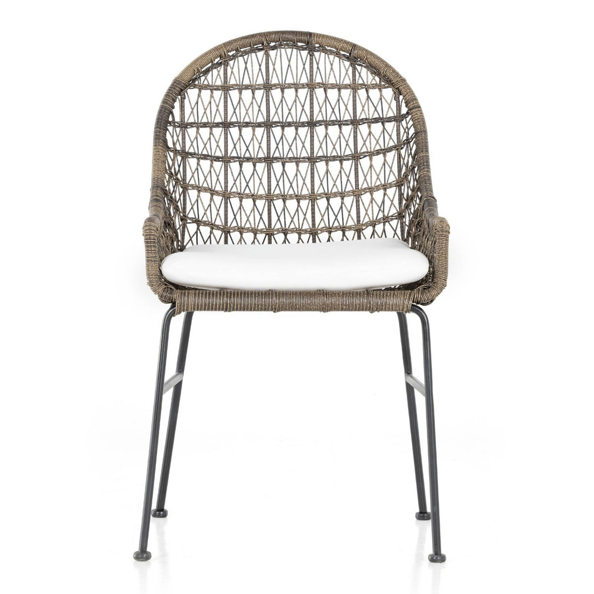 Bandera Outdoor Woven Dining Chair, Stinson White, Distressed Grey, Set of 2