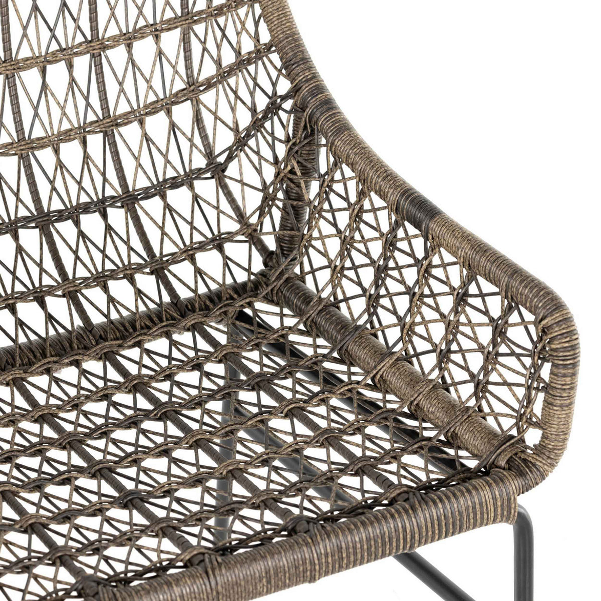 Bandera Outdoor Woven Dining Chair, Stinson White, Distressed Grey, Set of 2