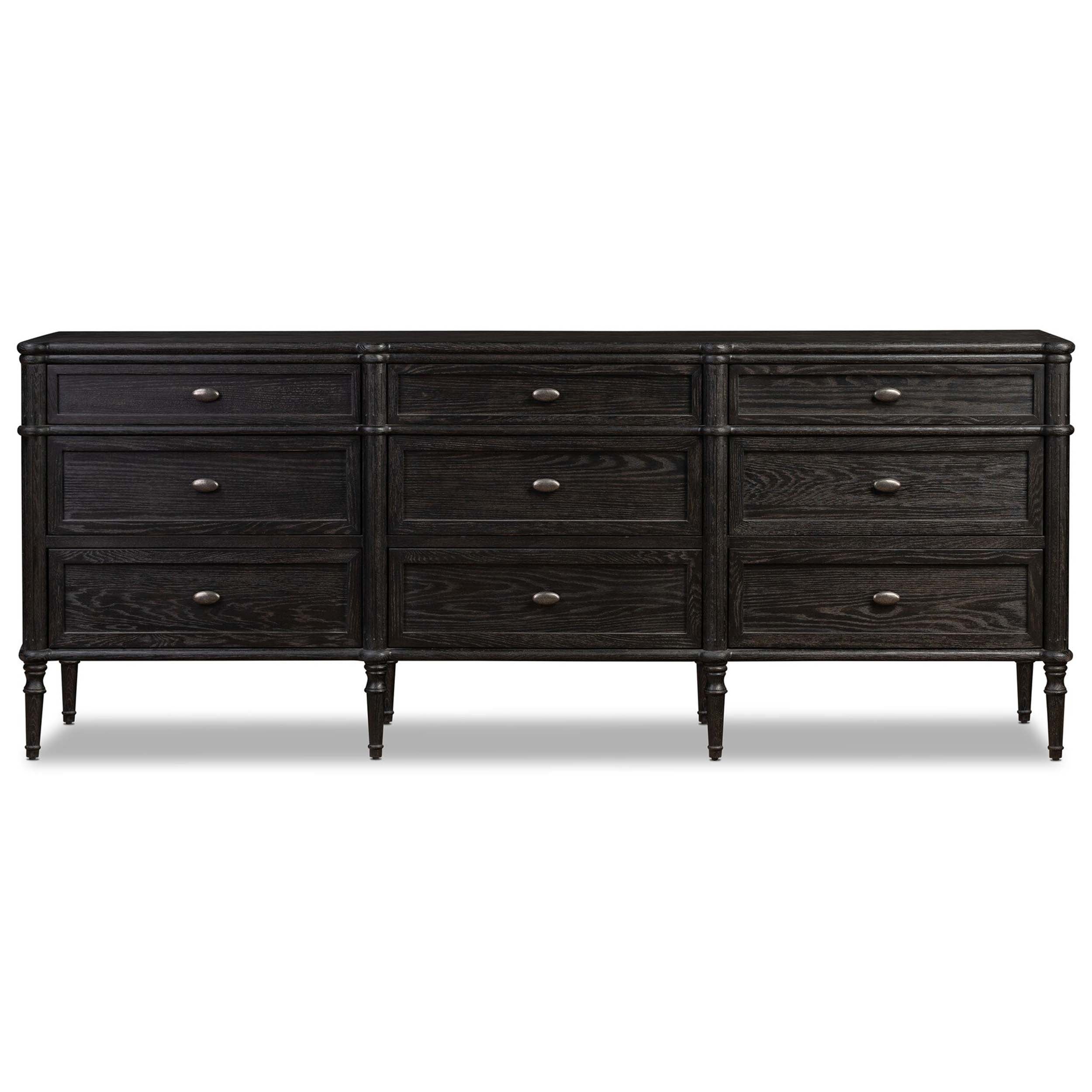 Toulouse 9 Drawer Dresser, Distressed Black
