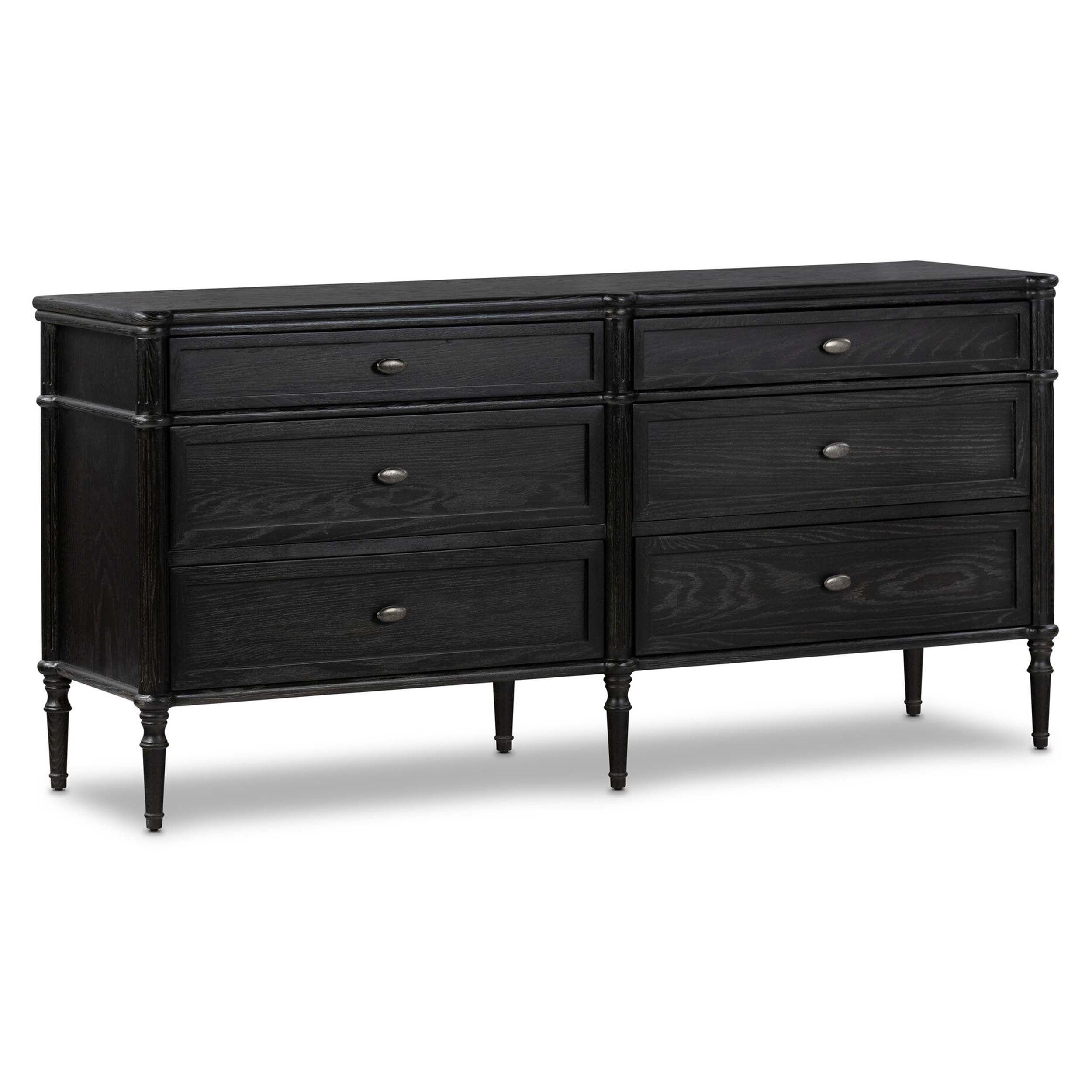 Toulouse 6 Drawer Dresser, Distressed Black