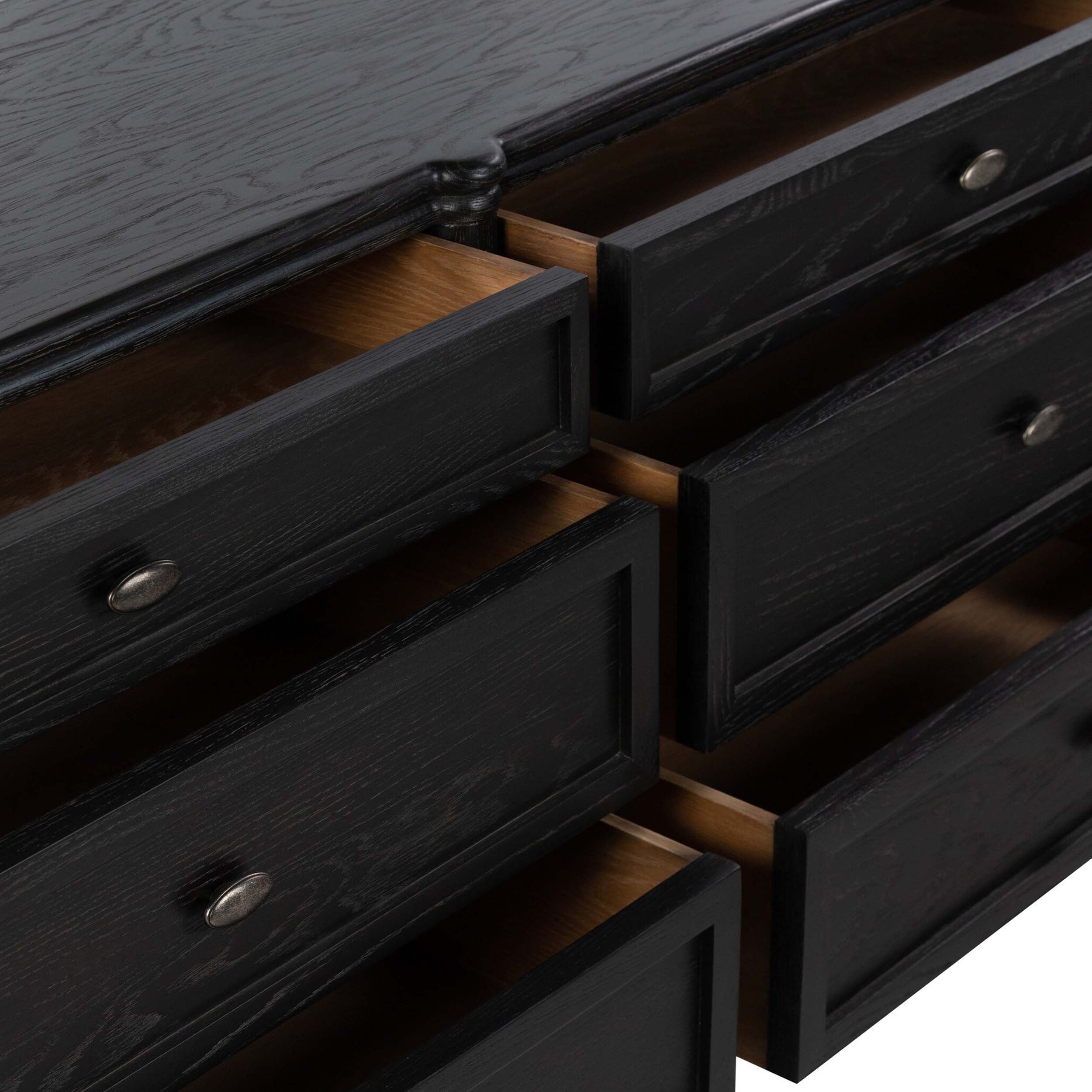 Toulouse 6 Drawer Dresser, Distressed Black