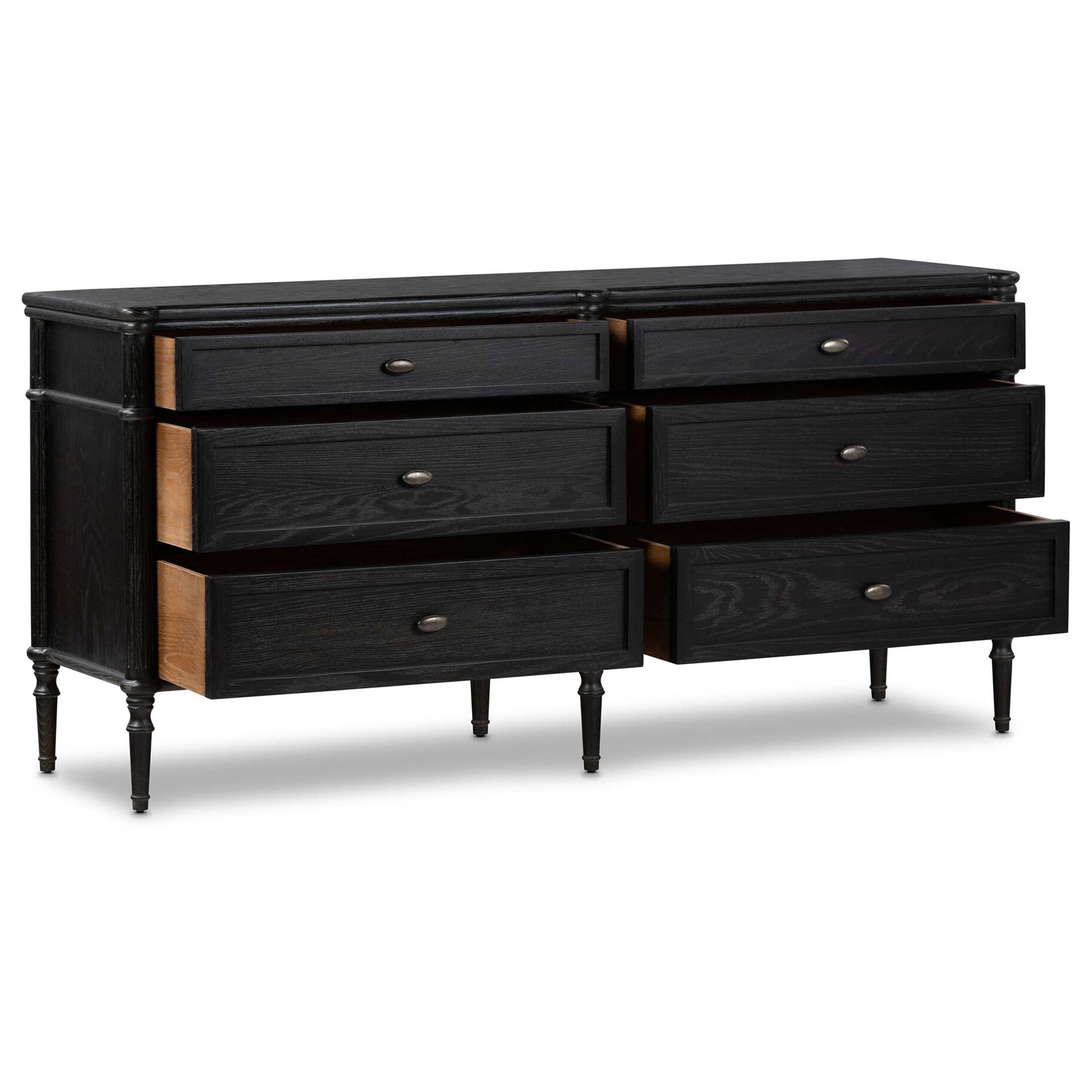 Toulouse 6 Drawer Dresser, Distressed Black