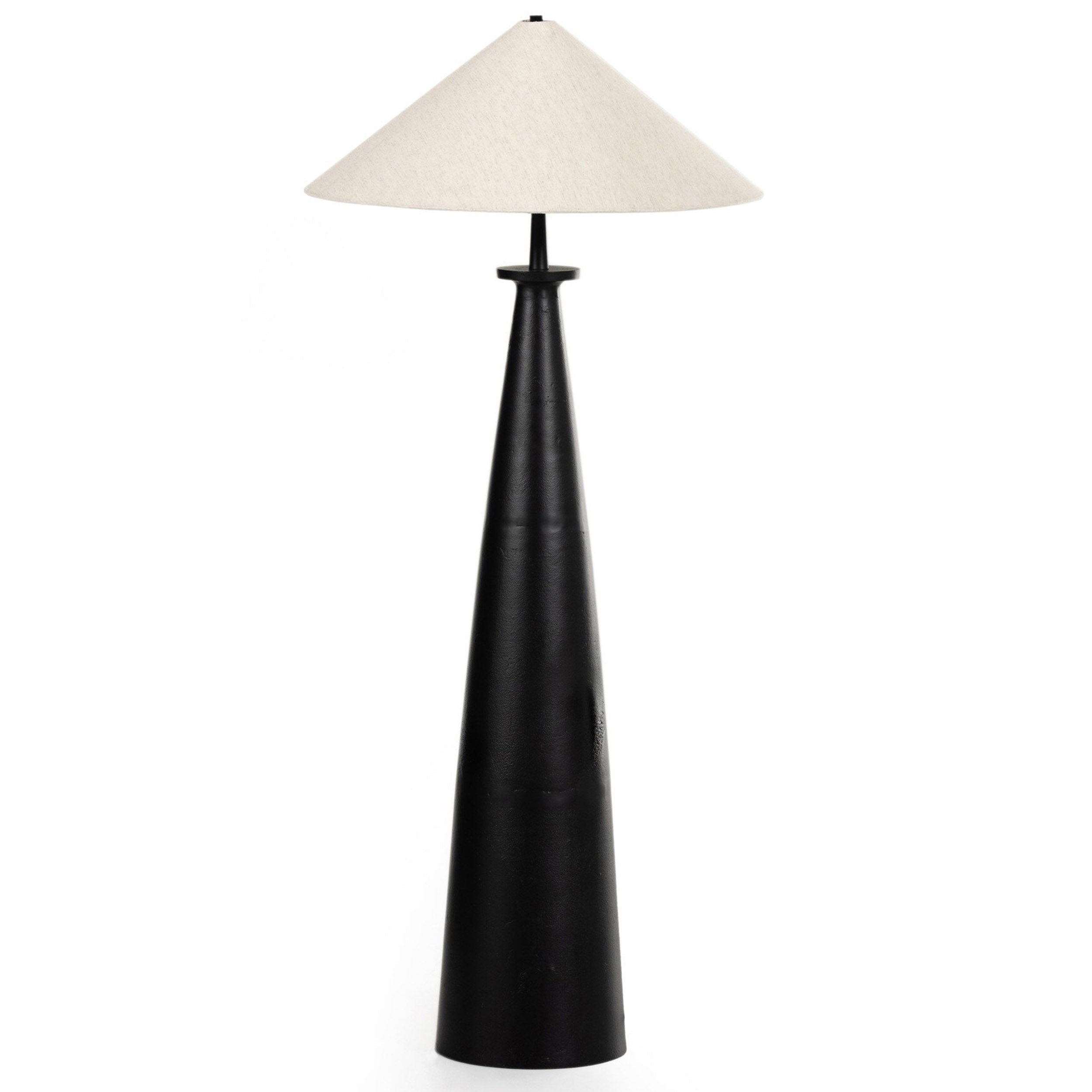 Innes Tapered Shade Floor Lamp, Matte Black Cast Aluminum