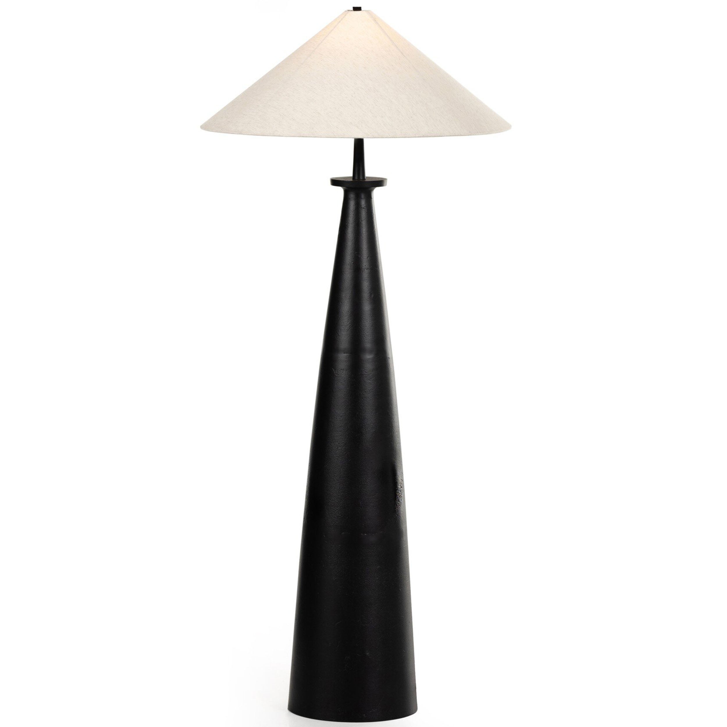 Innes Tapered Shade Floor Lamp, Matte Black Cast Aluminum