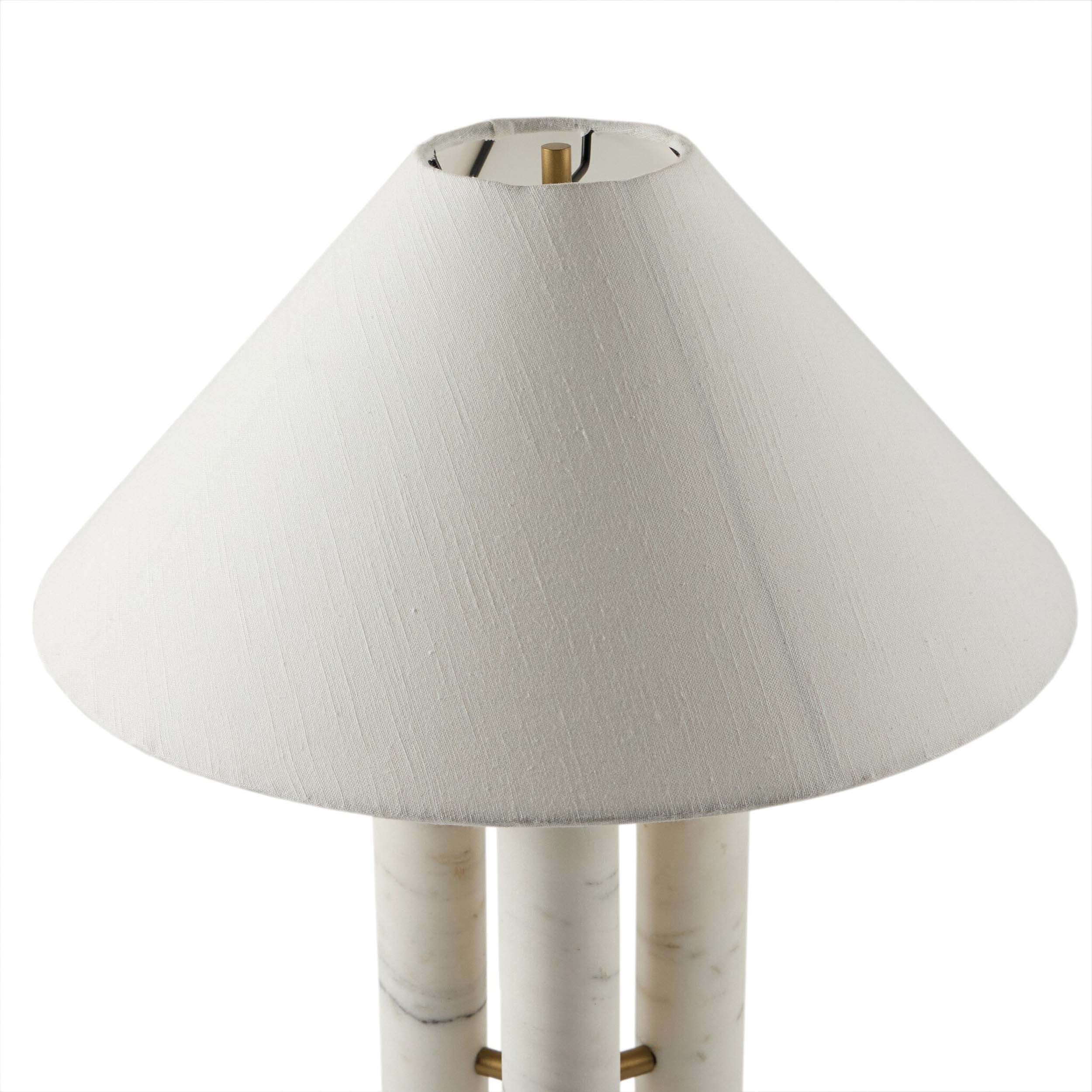 Medici Table Lamp, Charcoal and White Marble, White Silk