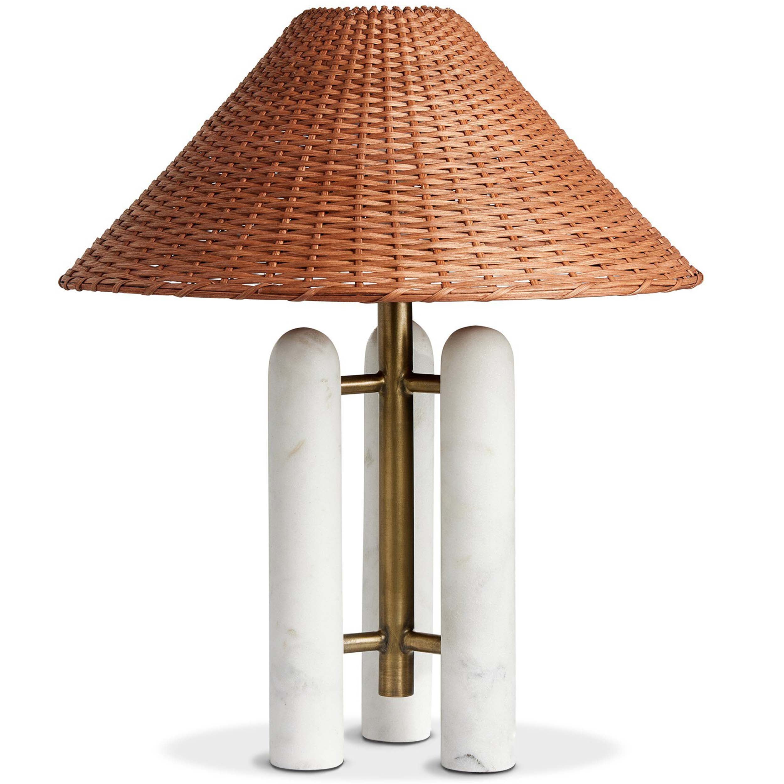 Medici Table Lamp, Charcoal and White Marble, Brown Rattan