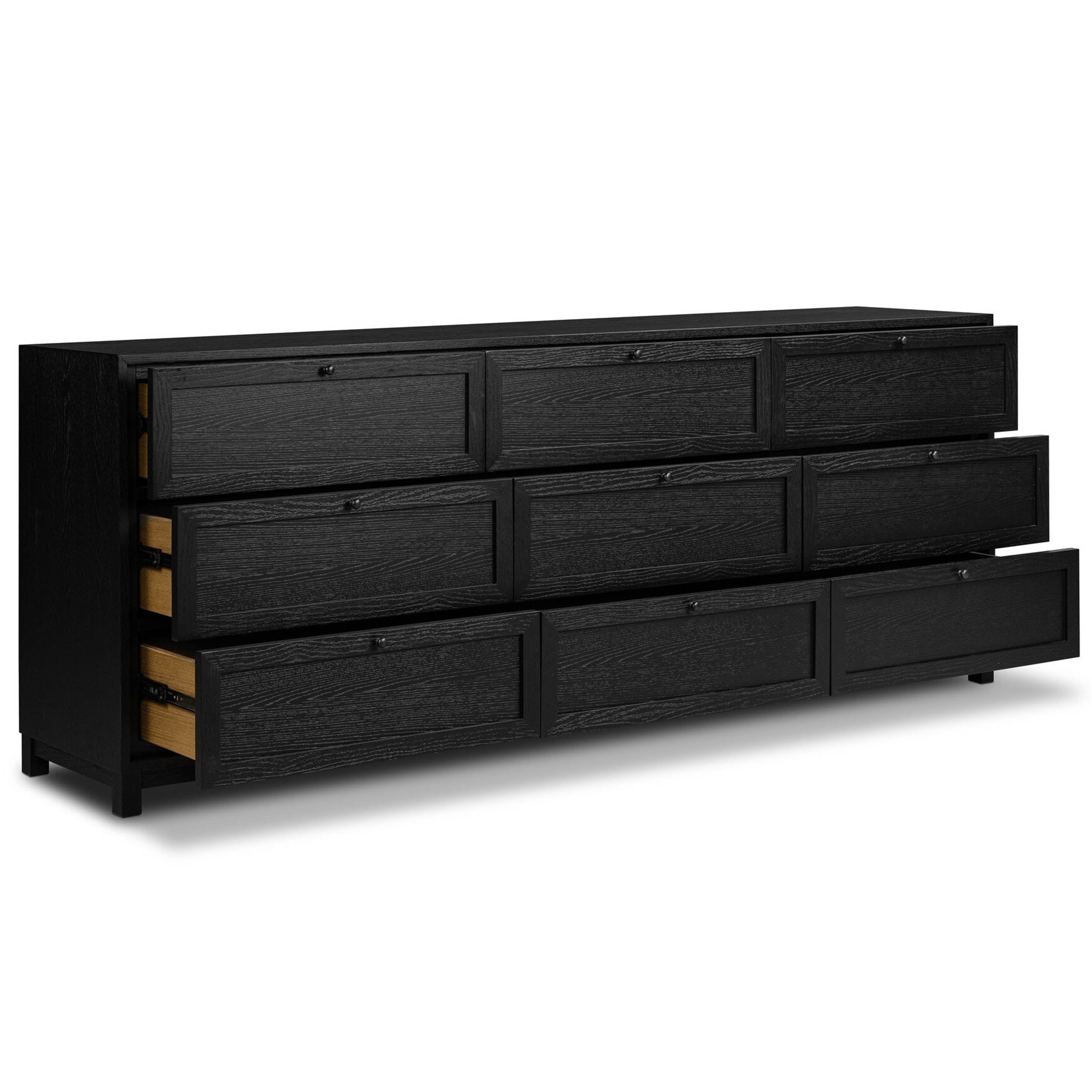 Millie 9 Drawer Dresser, Drifted Matte Black Veneer