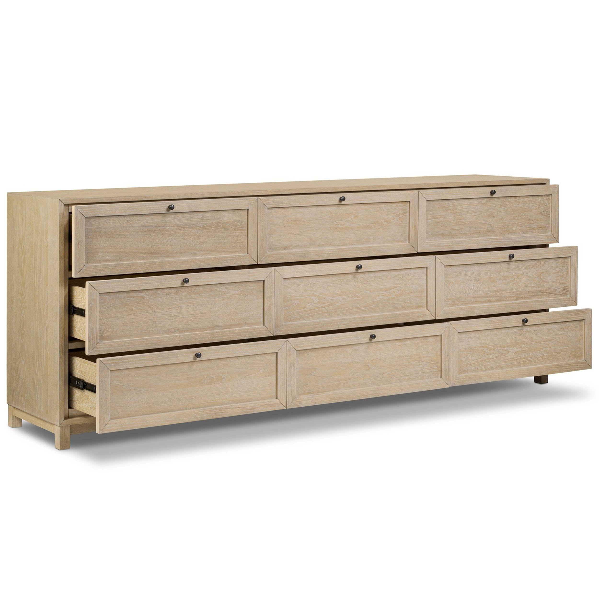 Millie 9 Drawer Dresser, Bleached Oak Veneer