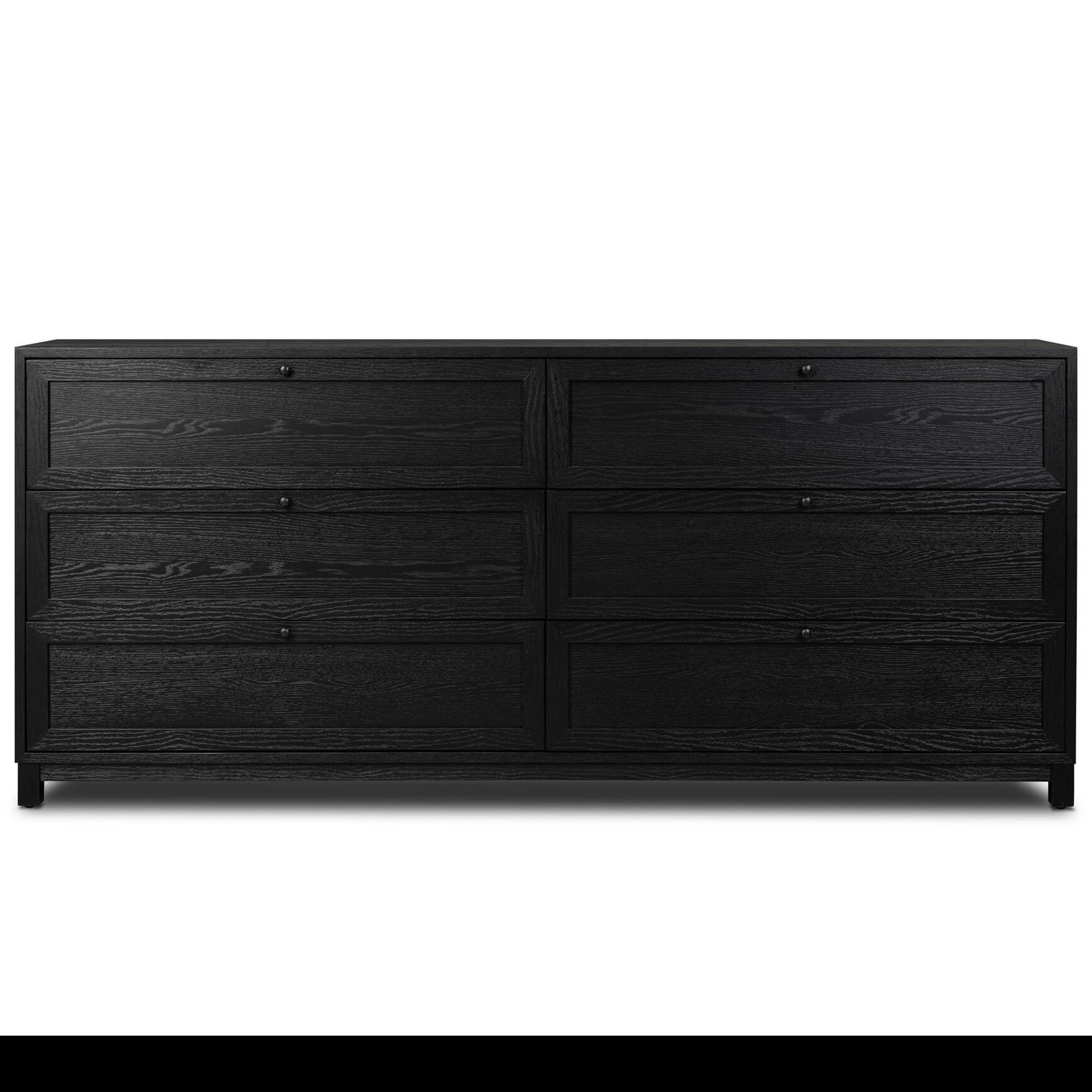 Millie 6 Drawer Dresser, Drifted Matte Black Veneer