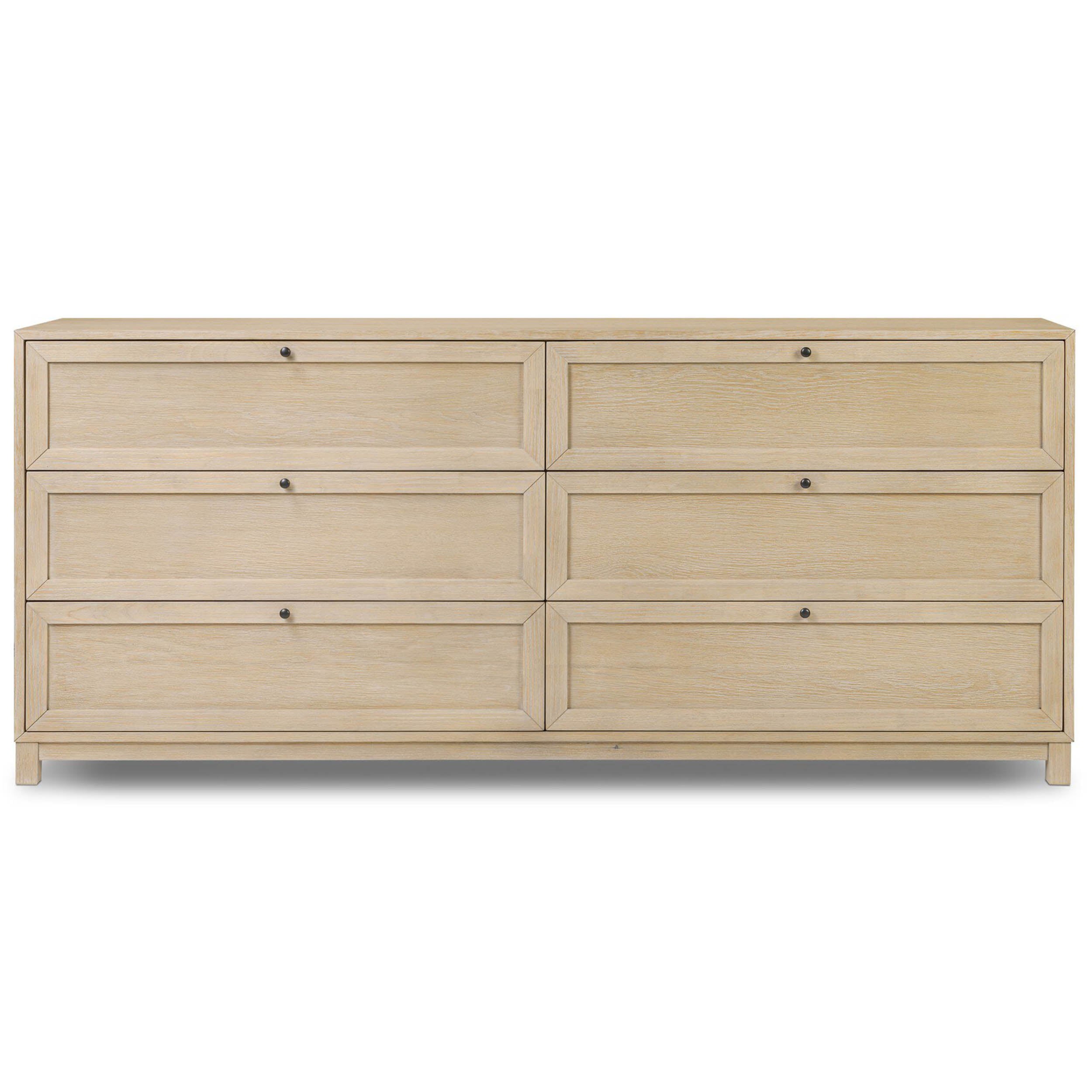 Millie 6 Drawer Dresser, Bleached Oak Veneer