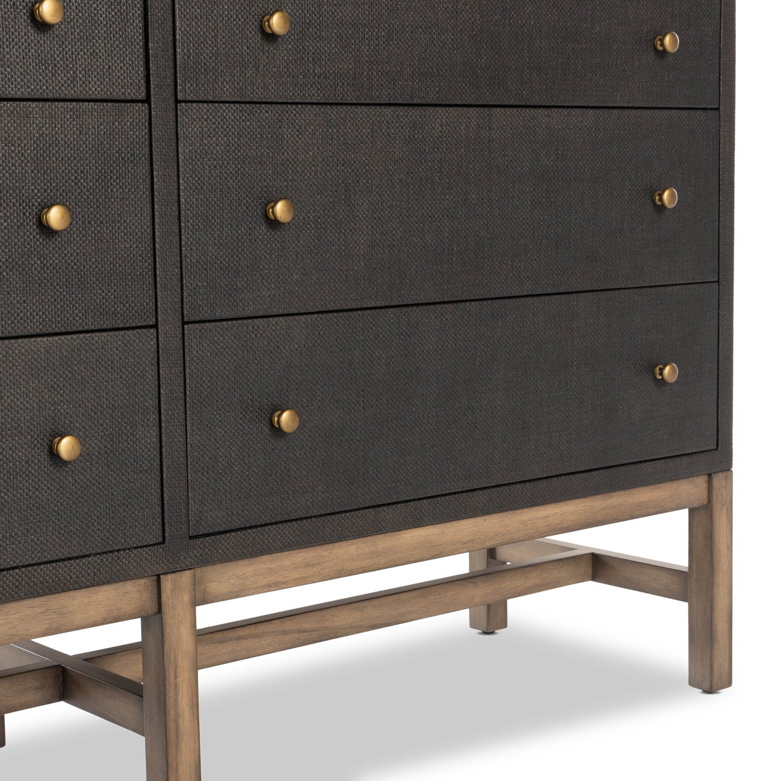 Fiona 6 Drawer Dresser, Black Raffia