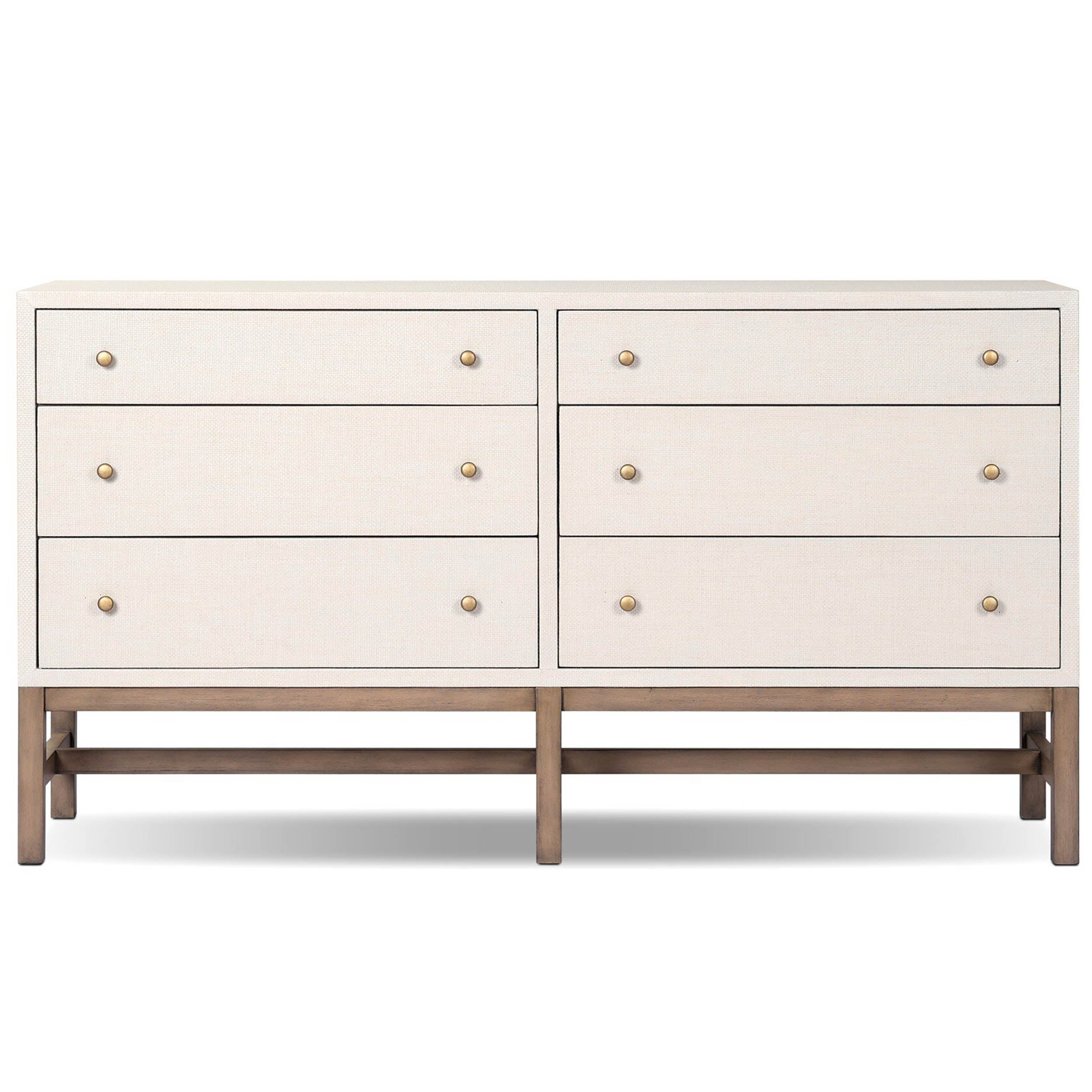 Fiona 6 Drawer Dresser, Ivory Painted Raffia
