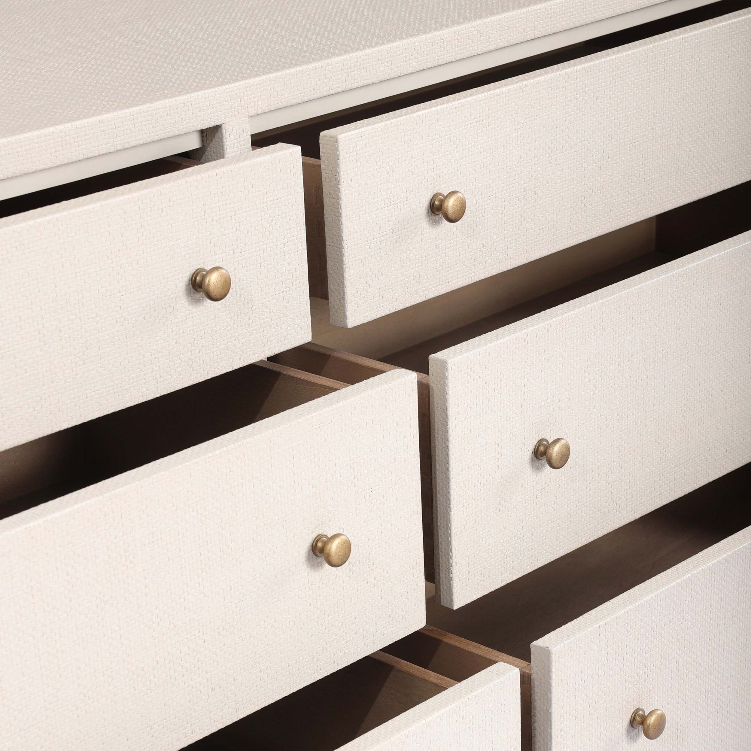 Fiona 6 Drawer Dresser, Ivory Painted Raffia