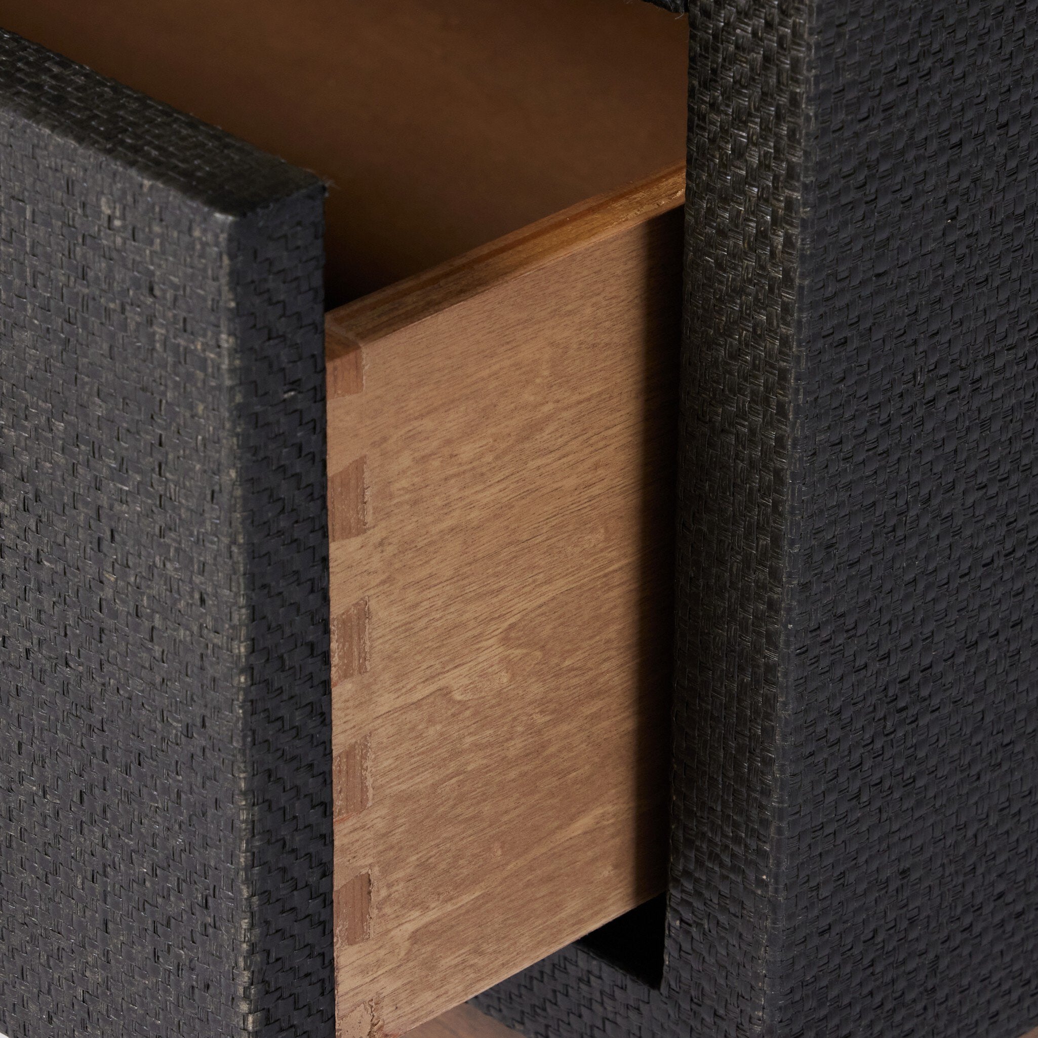 Fiona Nightstand, Black Raffia