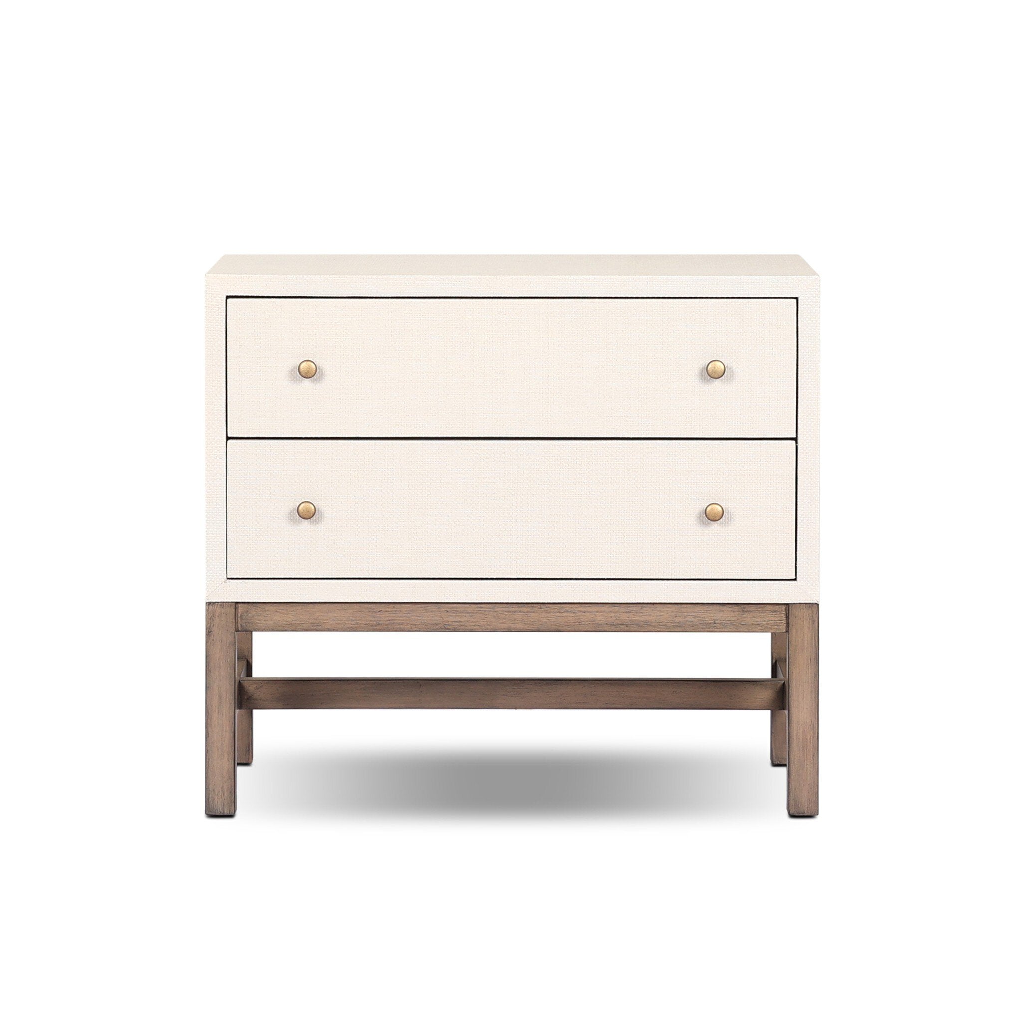 Fiona Nightstand, Ivory Painted Raffia