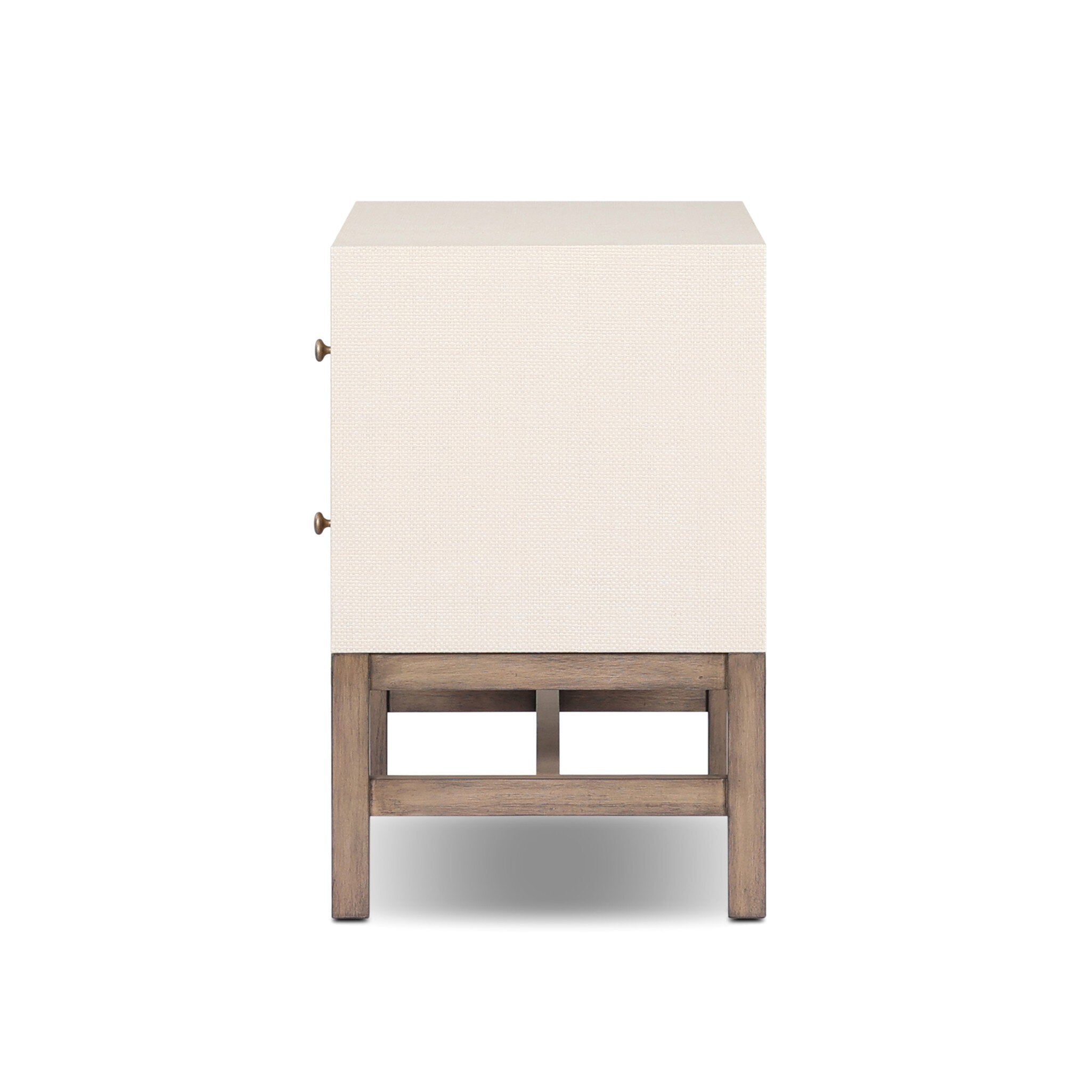 Fiona Nightstand, Ivory Painted Raffia