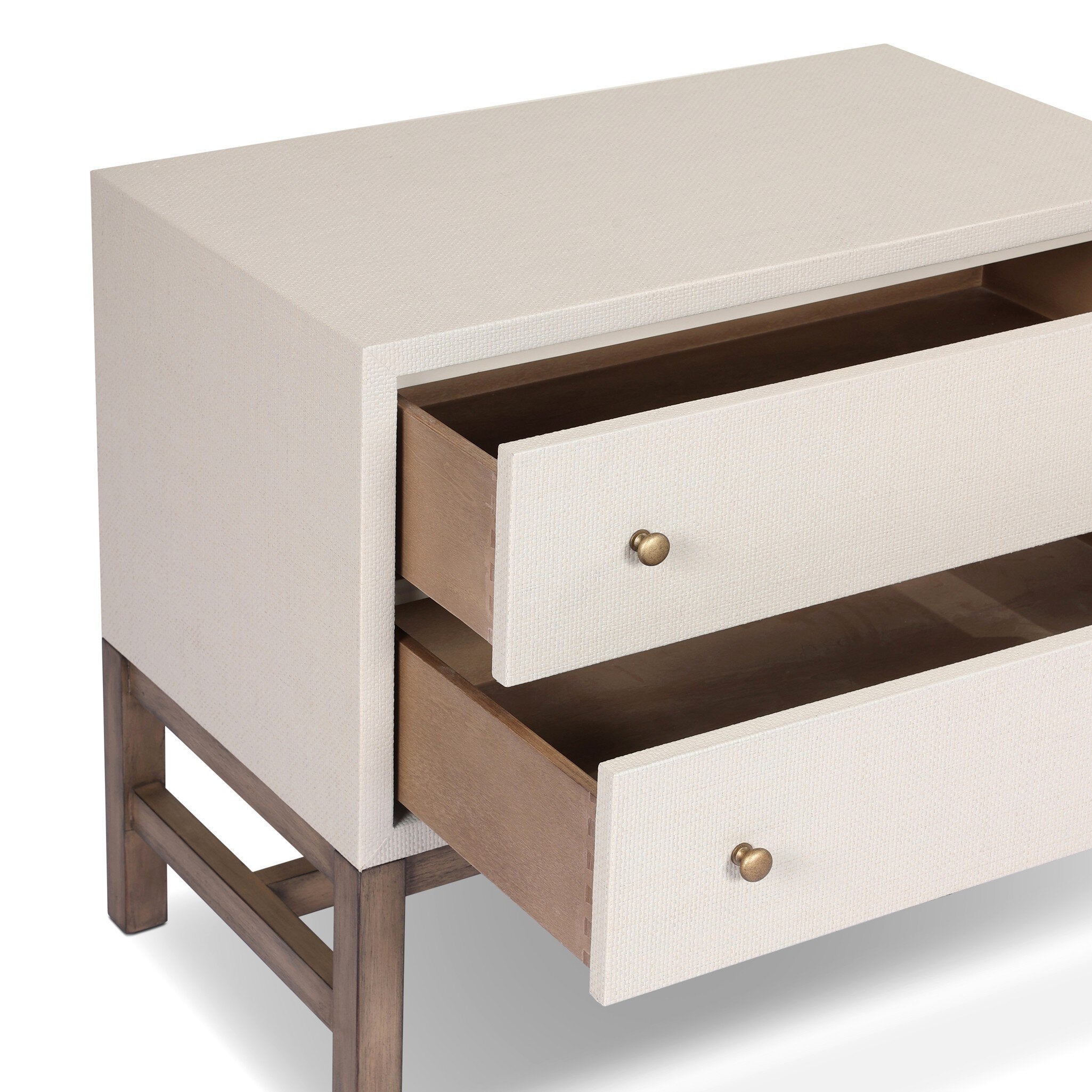 Fiona Nightstand, Ivory Painted Raffia