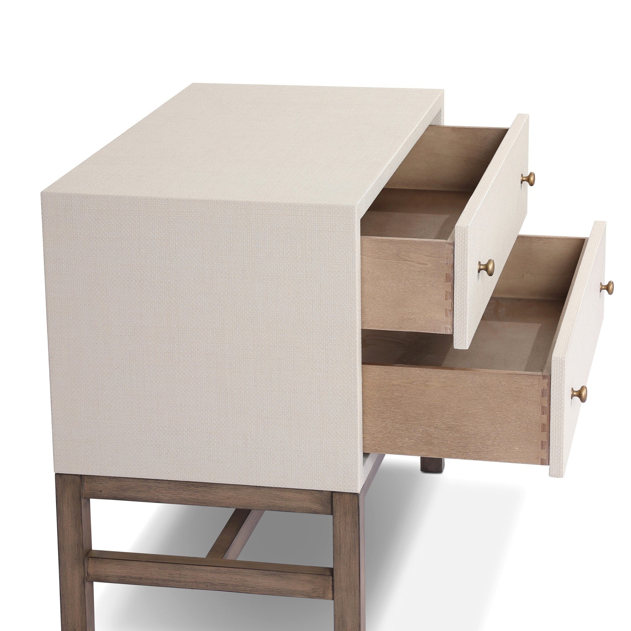 Fiona Nightstand, Ivory Painted Raffia