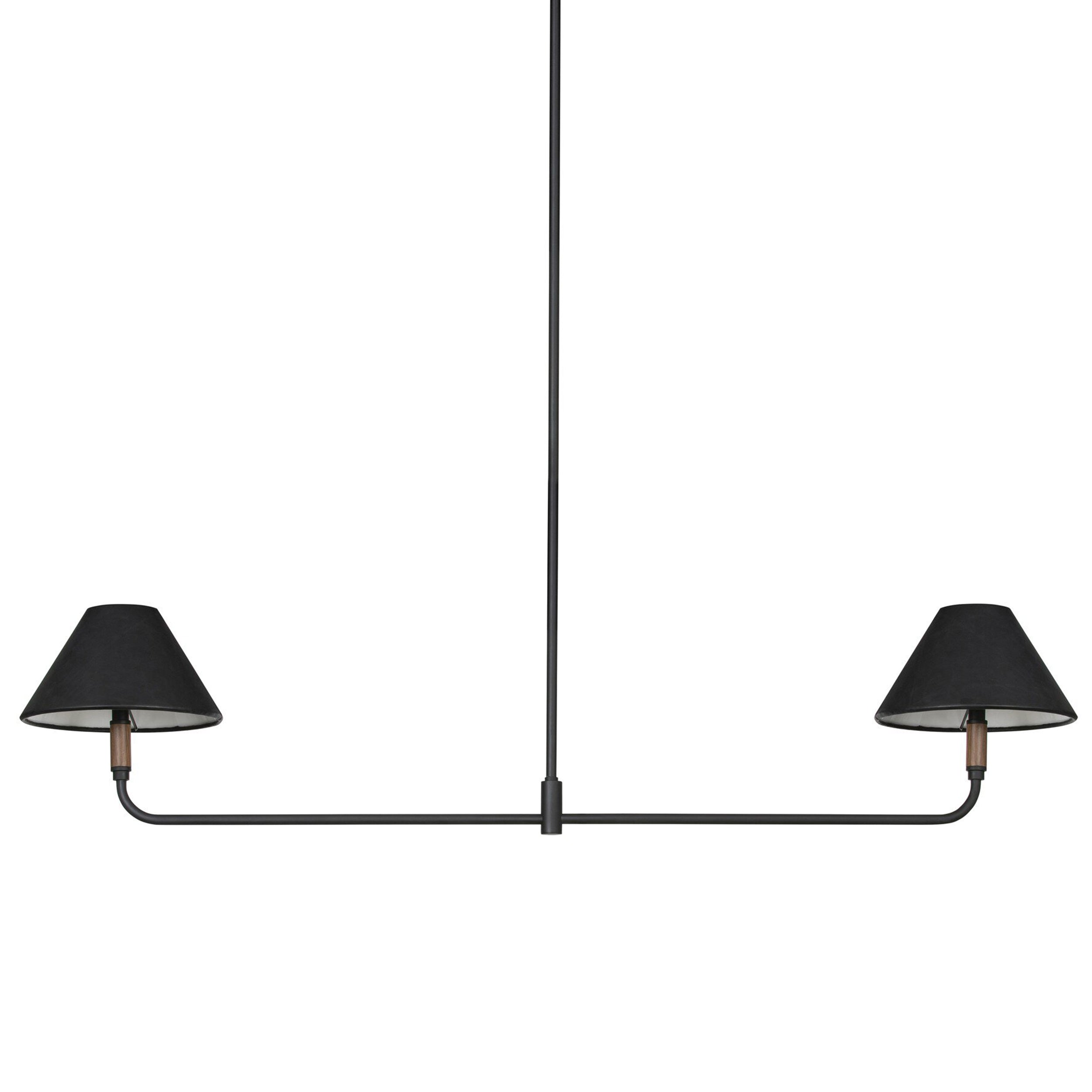 Cullen Linear Double Pendant, Black Leather