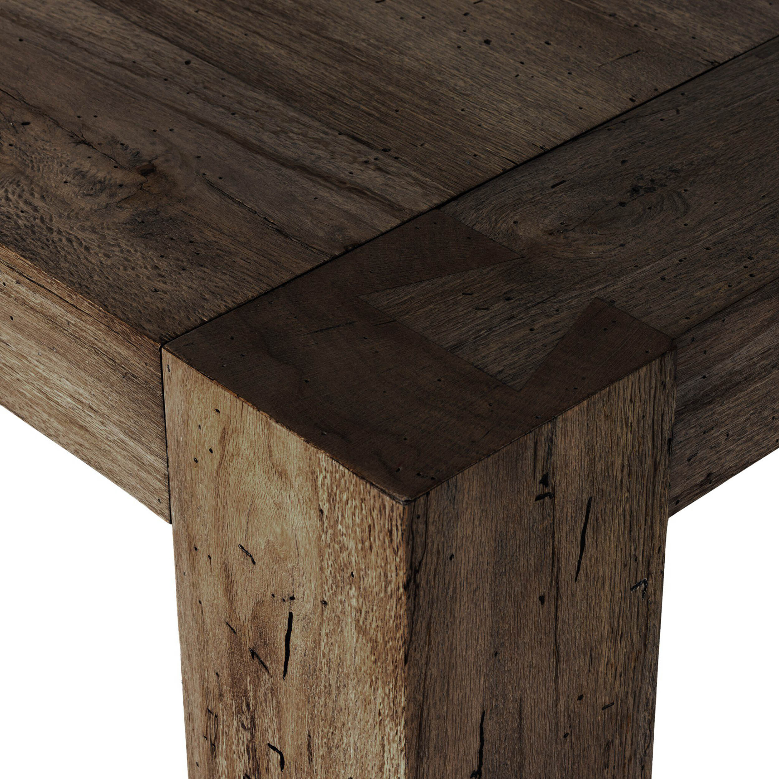 Abaso Dining Table, Ebony Rustic Wormwood Oak