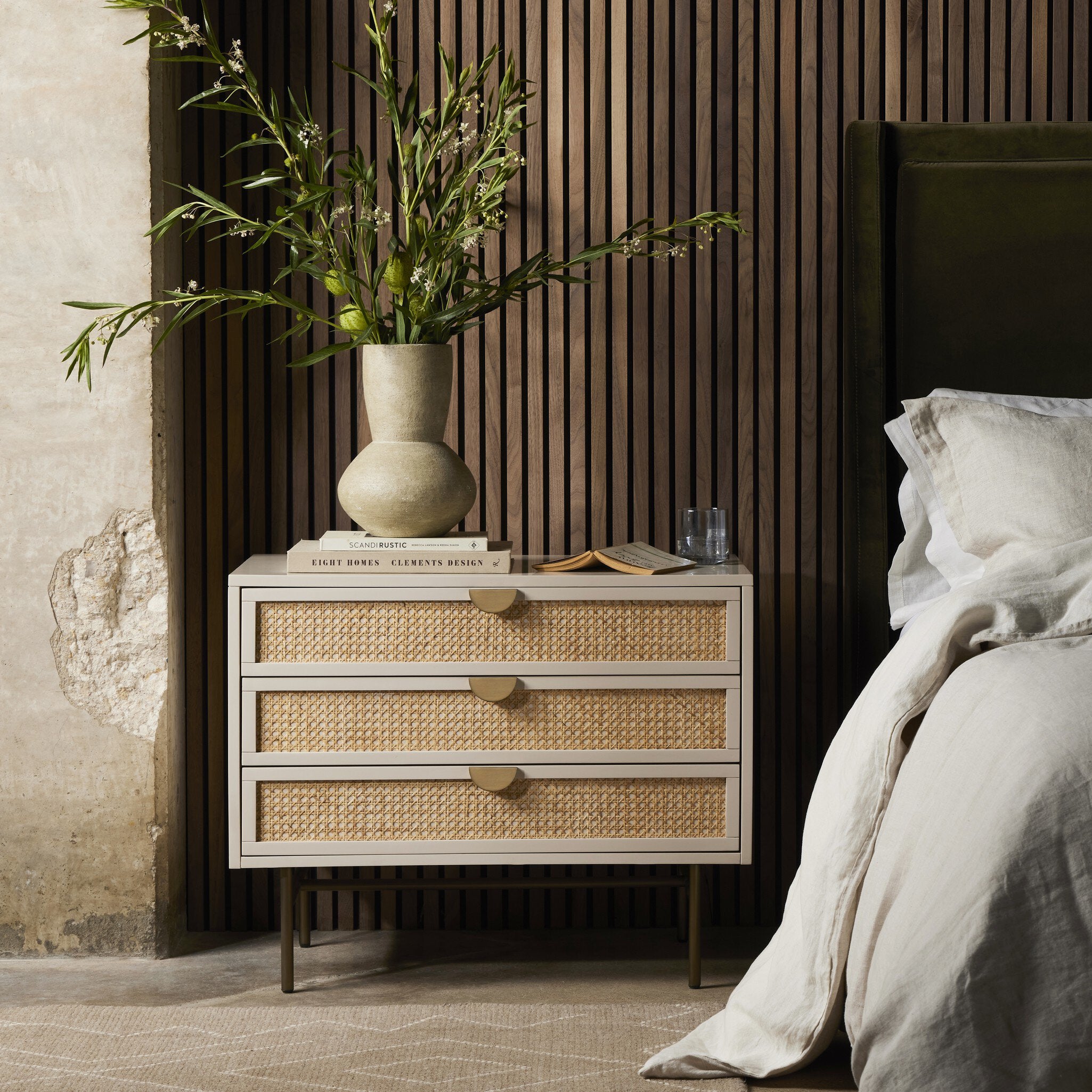 Luella Large Nightstand, Matte Alabaster
