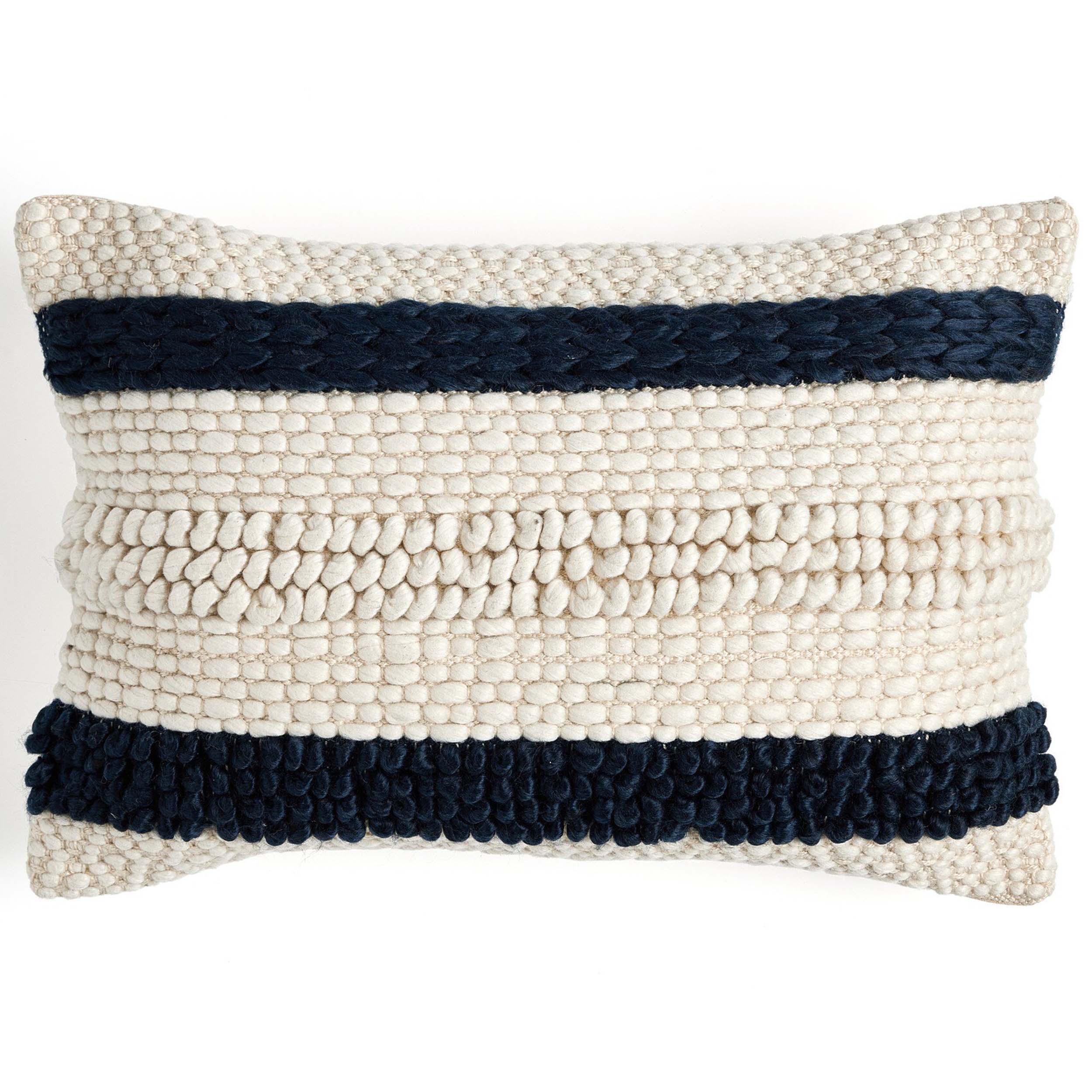 Textured Stripe Pillow, Navy, Natural