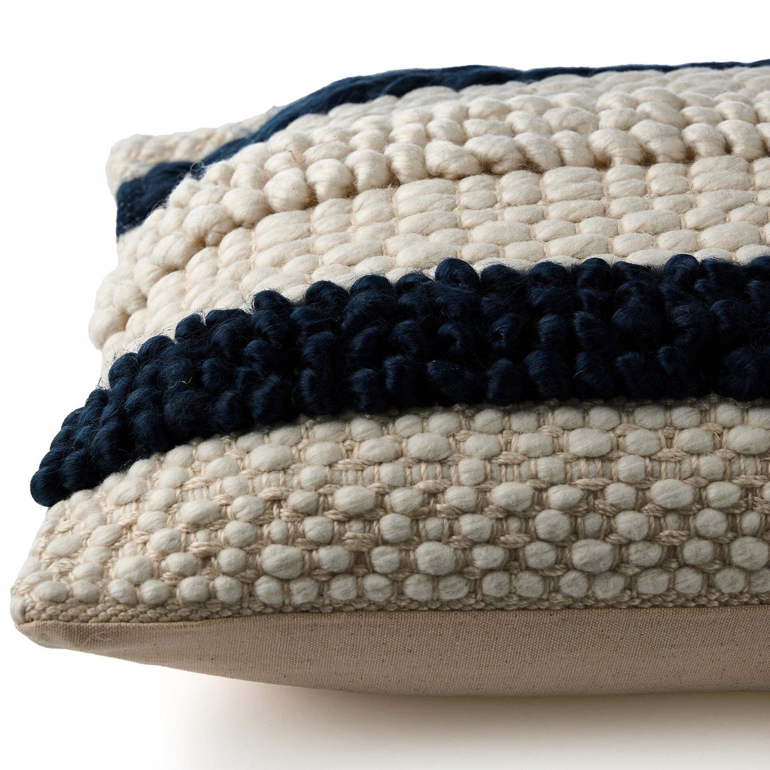 Textured Stripe Pillow, Navy, Natural