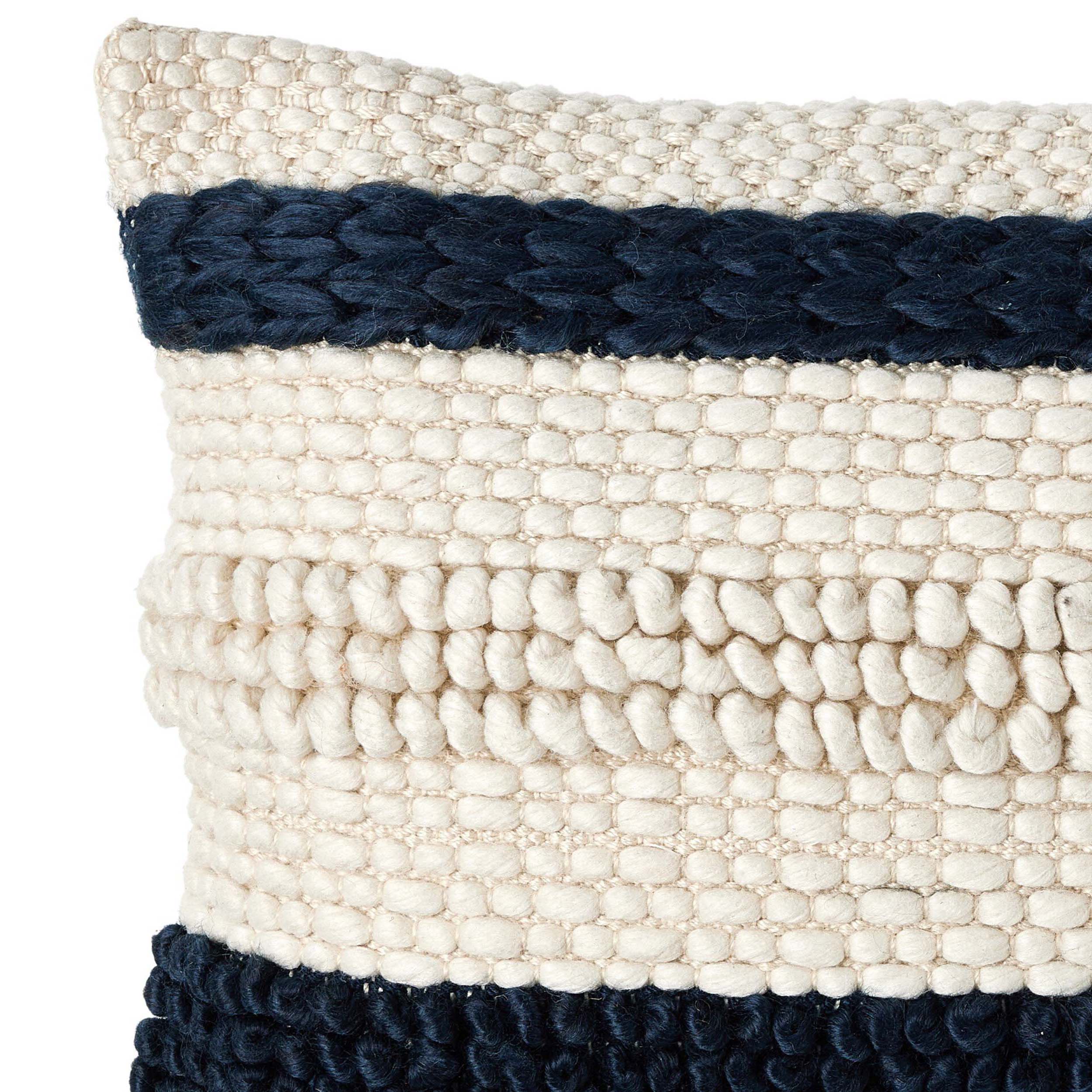 Textured Stripe Pillow, Navy, Natural