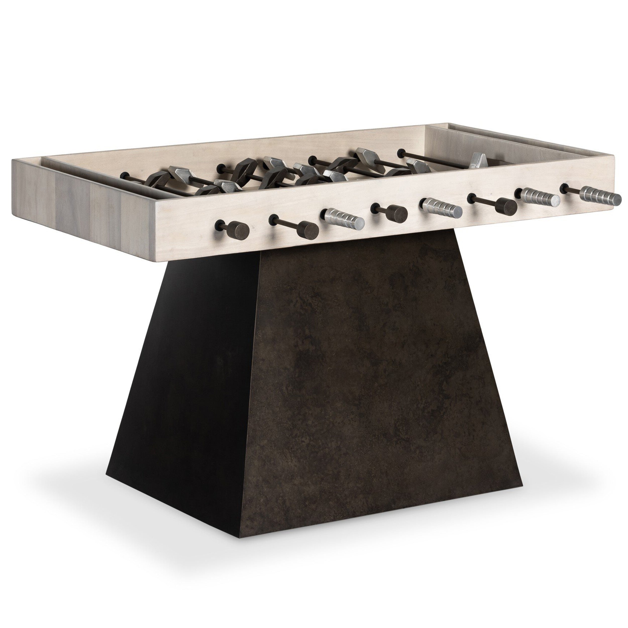 Foosball Table, Aged Grey Steel, Bleached Guanacaste
