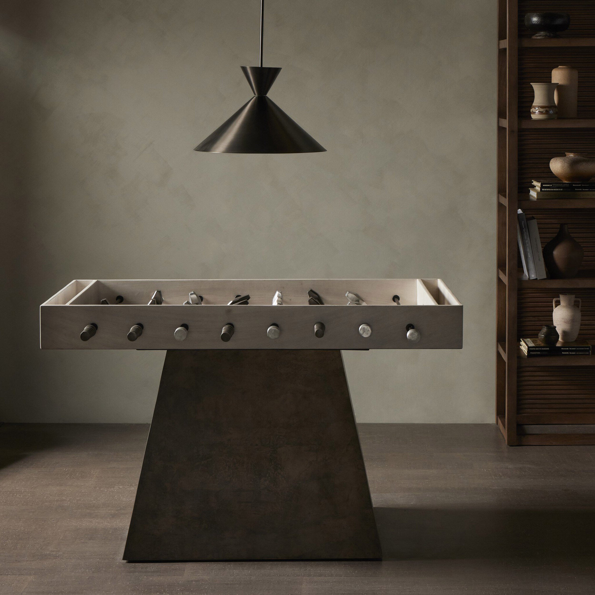 Foosball Table, Aged Grey Steel, Bleached Guanacaste