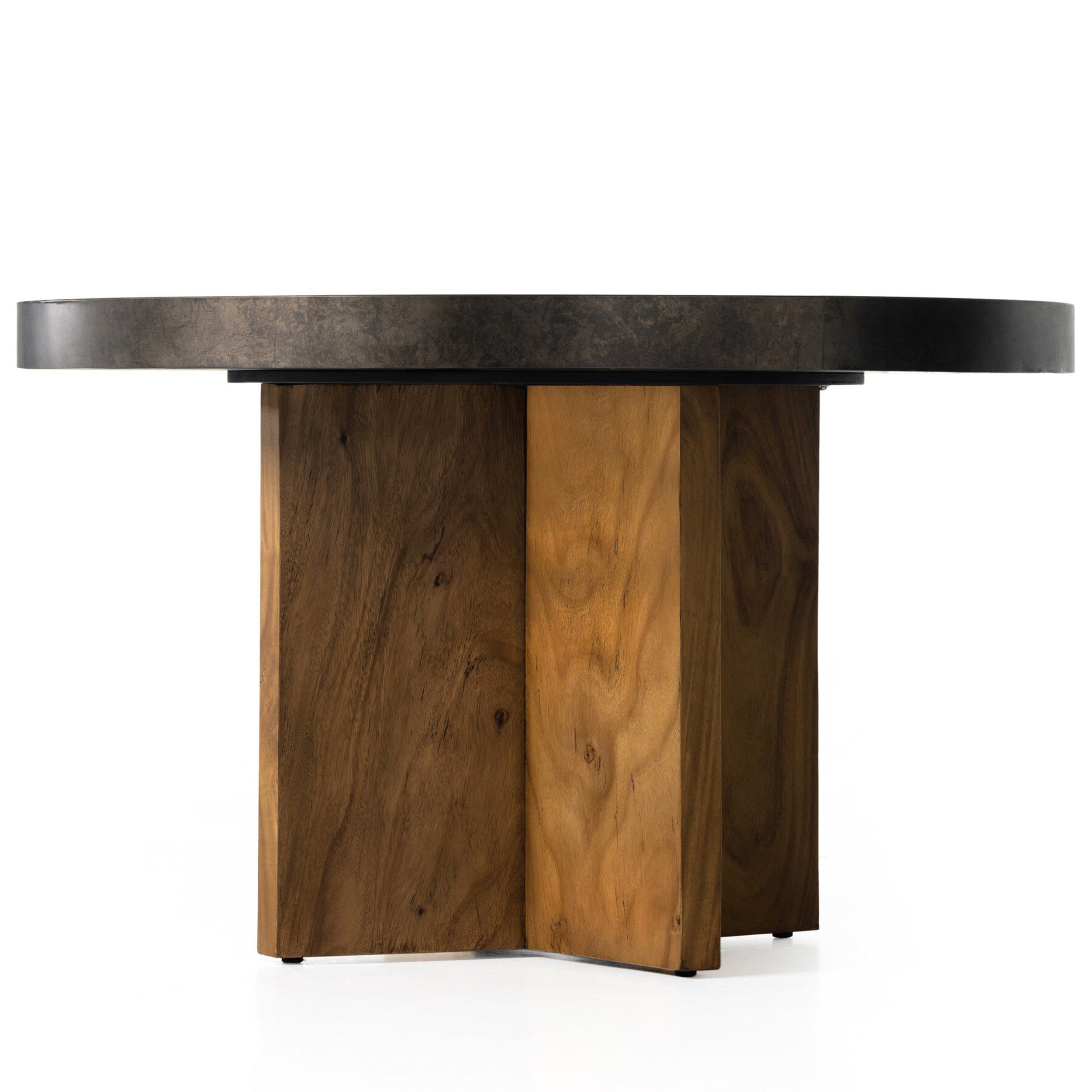 Poker Table, Aged Metal, Natural Brown Guanacaste