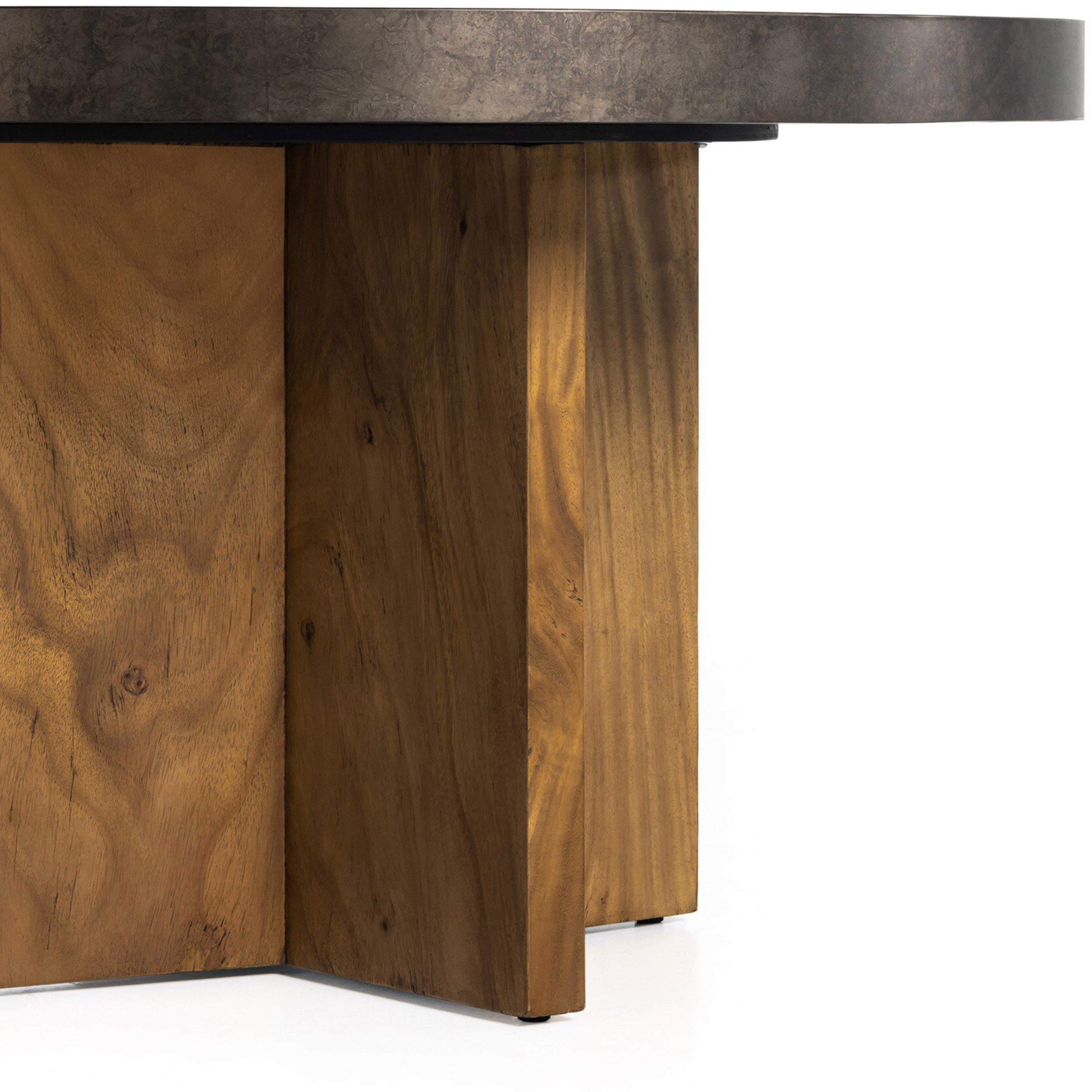 Poker Table, Aged Metal, Natural Brown Guanacaste