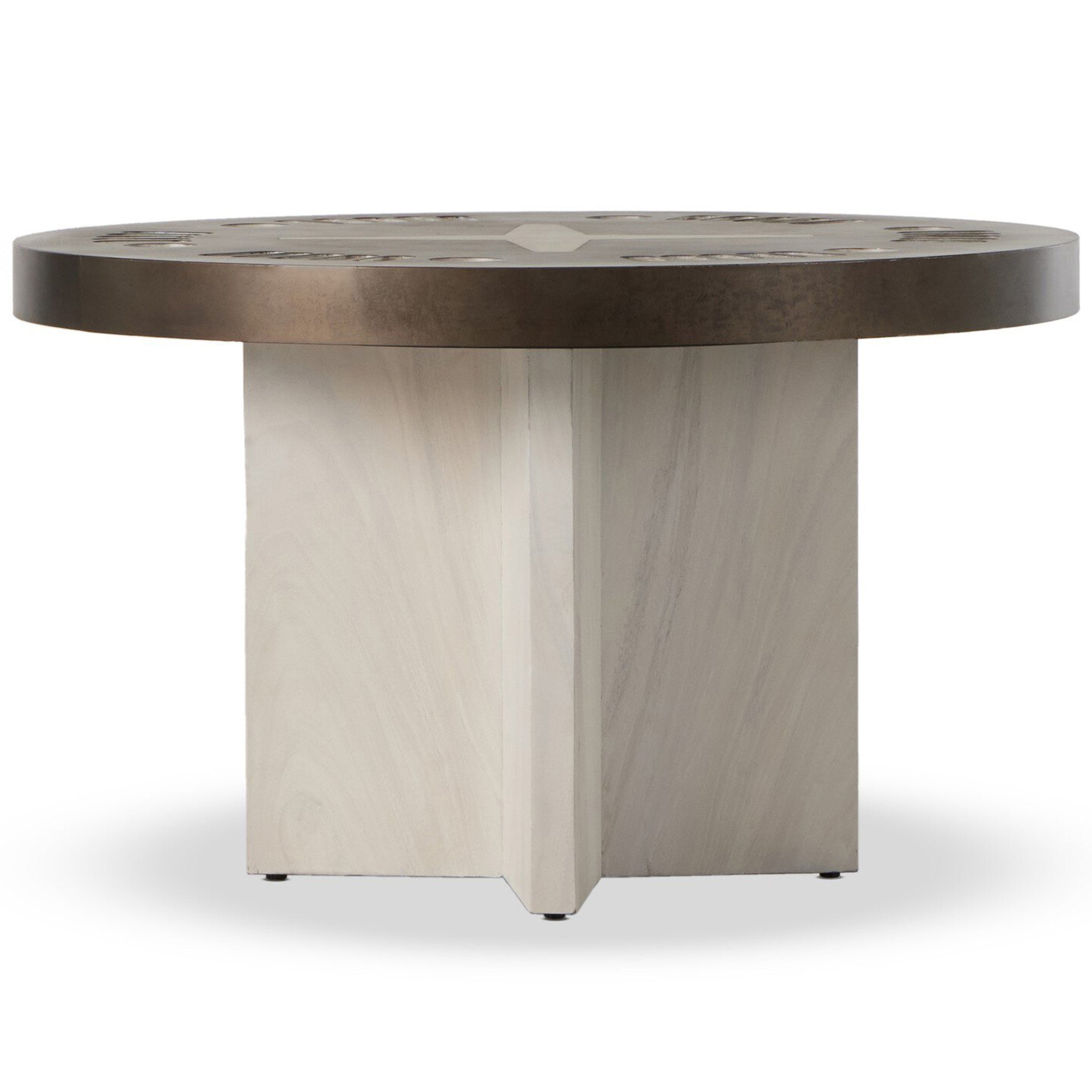 Poker Table, Aged Metal, Bleached Guanacaste