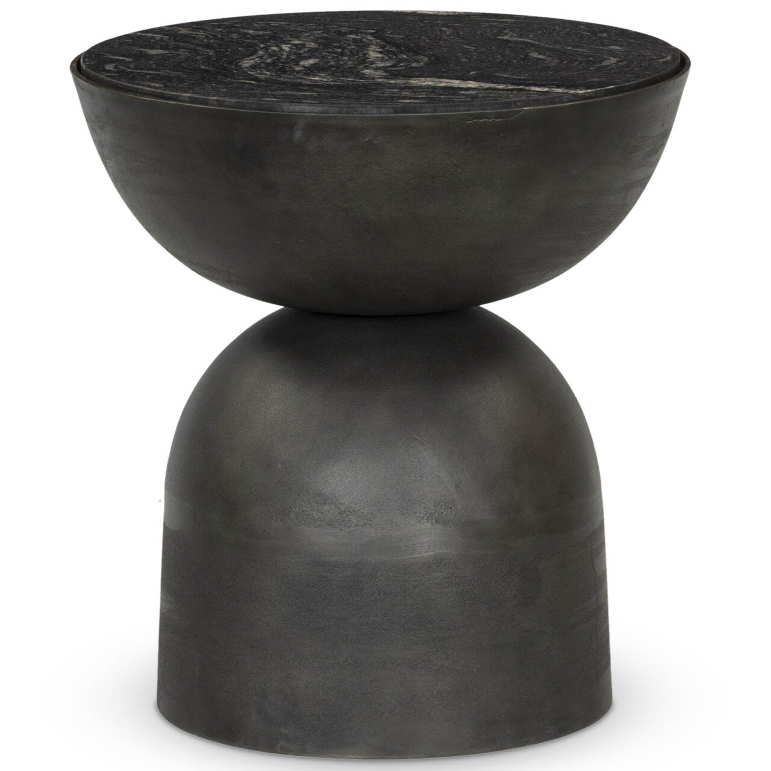 Corbett End Table, Polished Black Marble