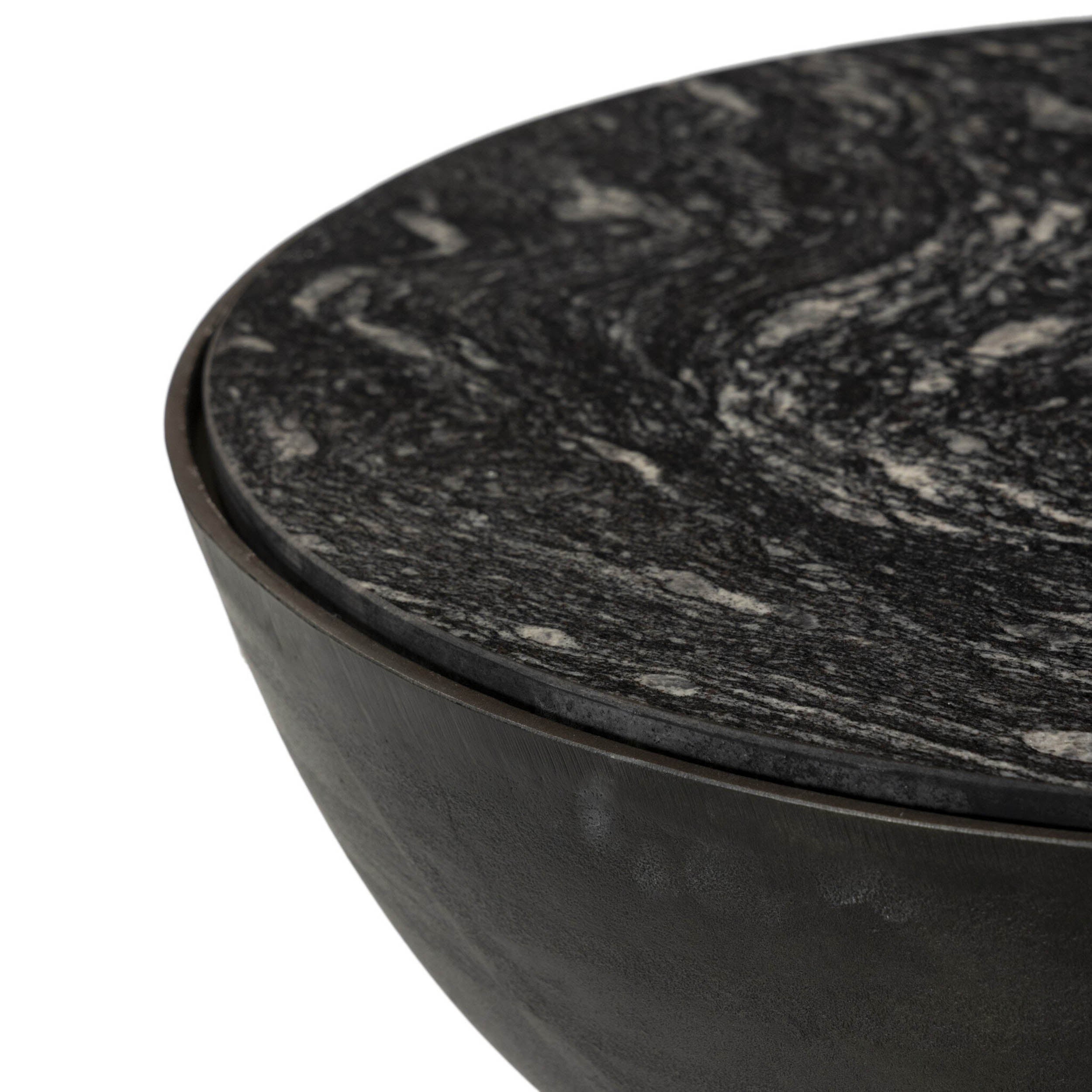 Corbett End Table, Polished Black Marble