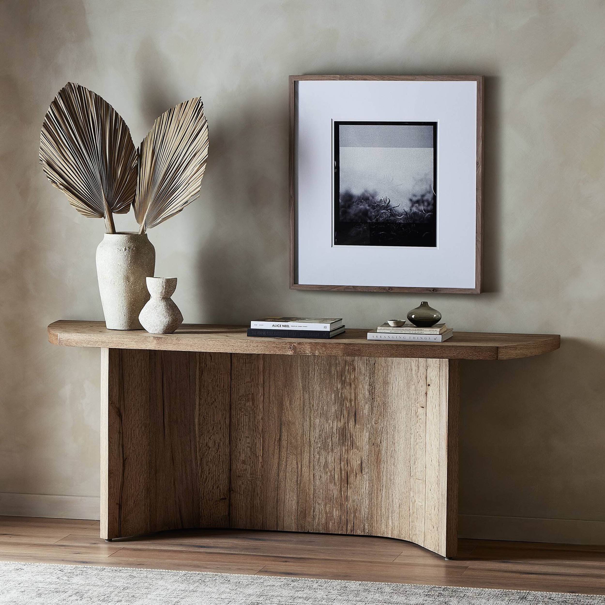 Brinton Console Table, Rustic Oak Veneer