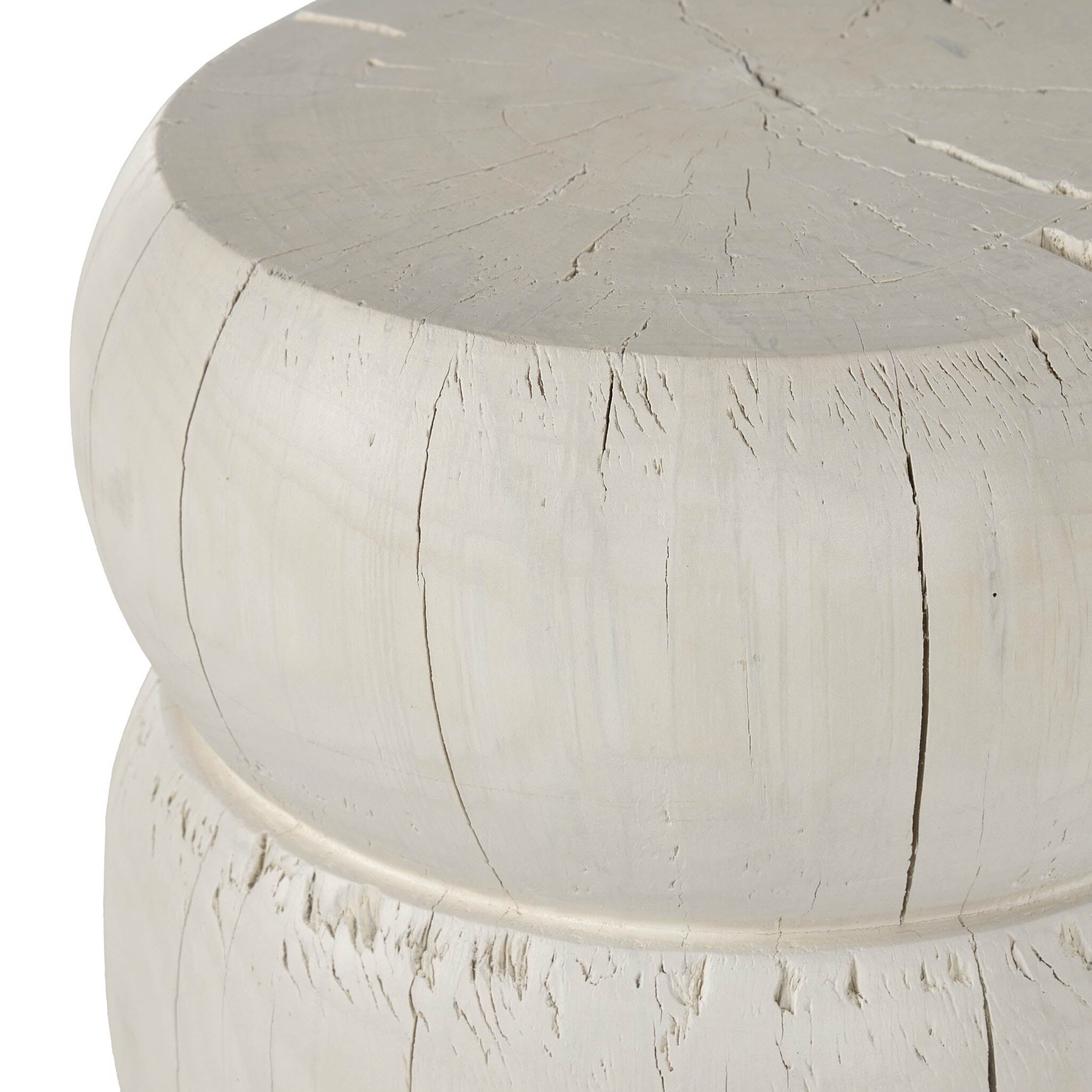Pagoda End Table, Ivory