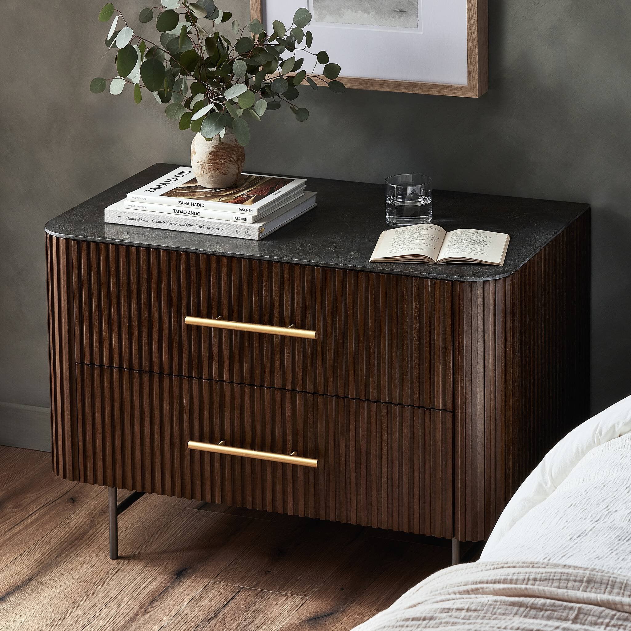 Fletcher Large Nightstand, Bluestone/Terra Brown Oak