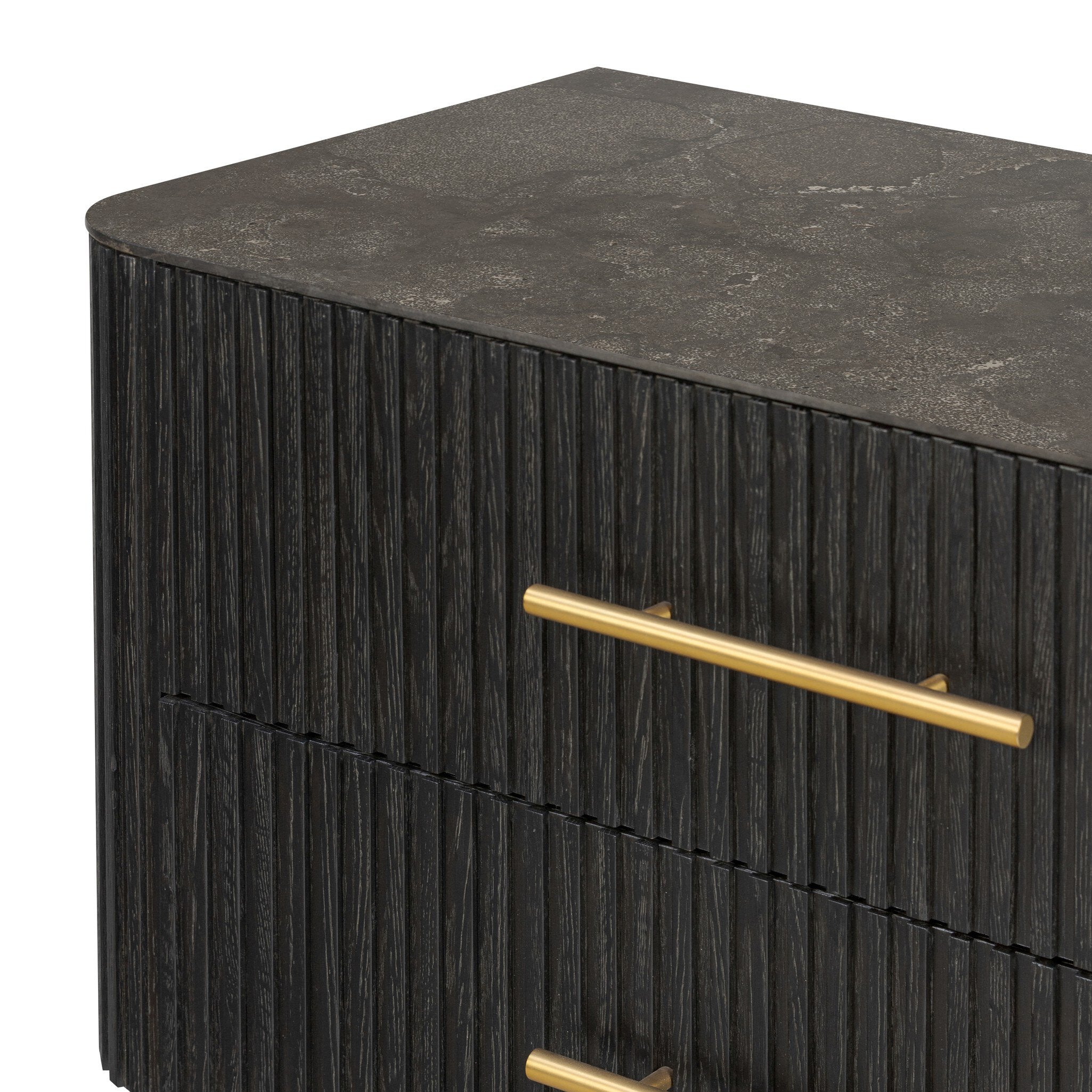 Fletcher Large Nightstand, Bluestone/Distressed Black Oak
