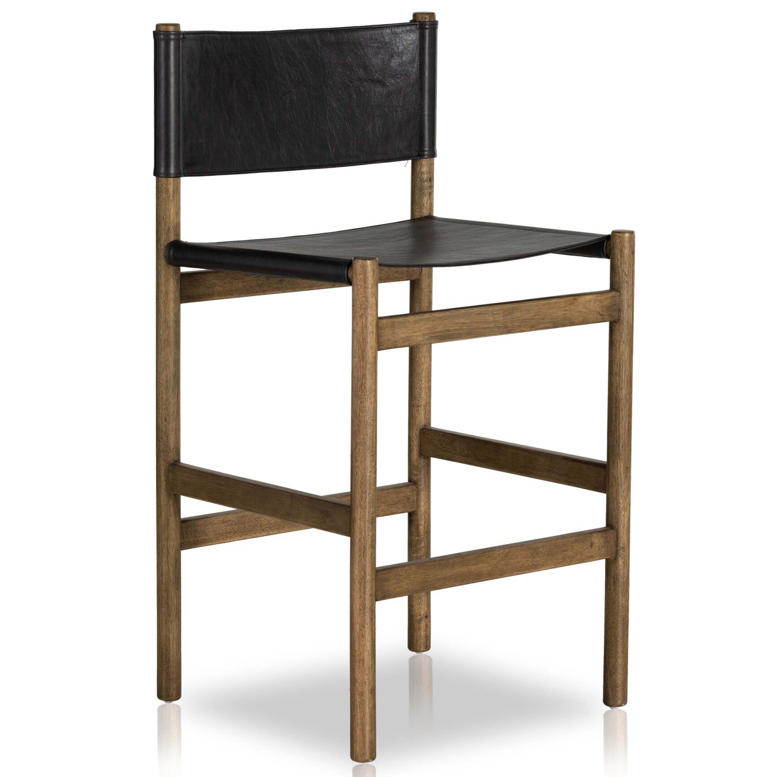 Kena Bar + Counter Stool, Sonoma Black, Solid Parawood