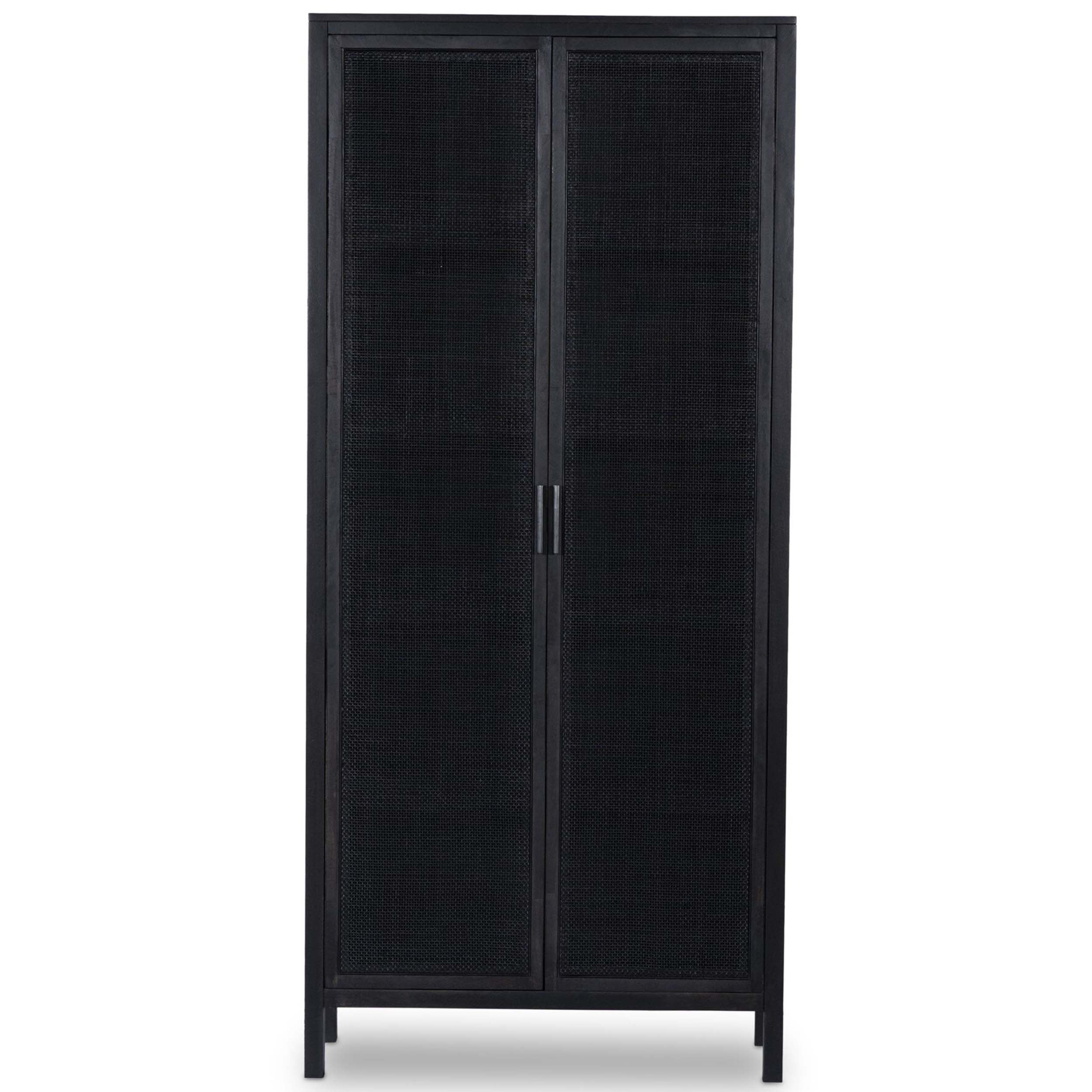 Caprice Tall Cabinet, Black Wash Mango/Black Cane