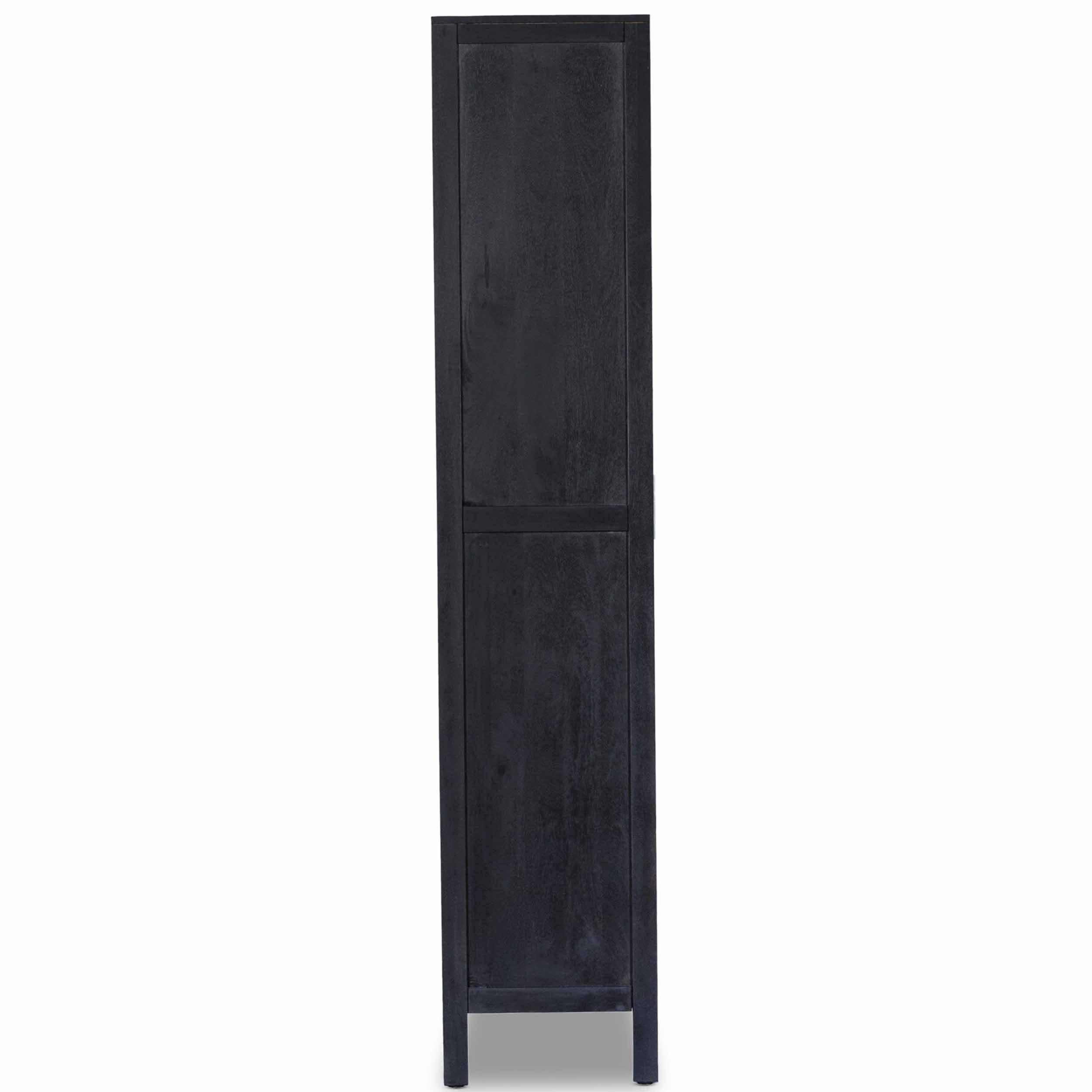 Caprice Tall Cabinet, Black Wash Mango/Black Cane