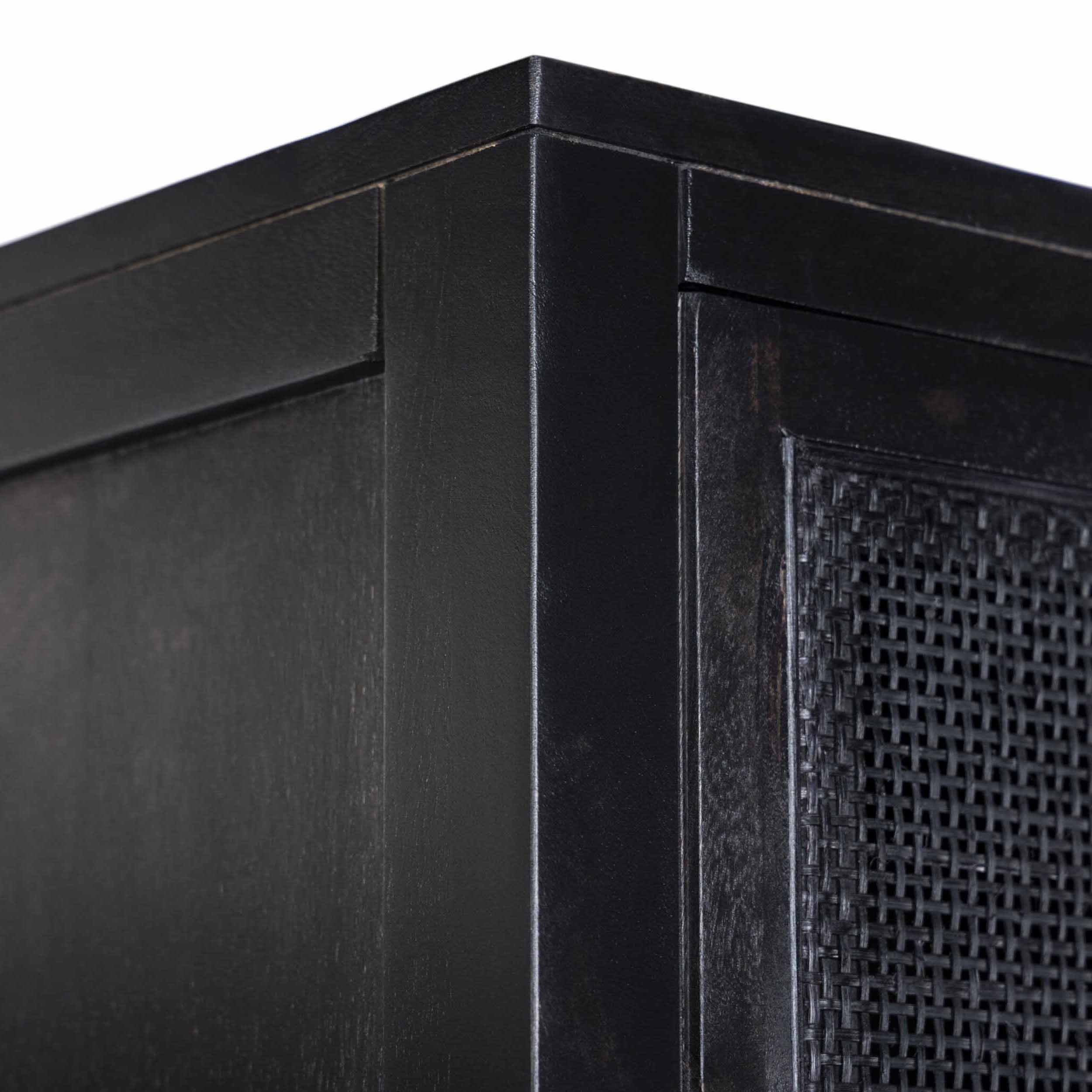 Caprice Tall Cabinet, Black Wash Mango/Black Cane