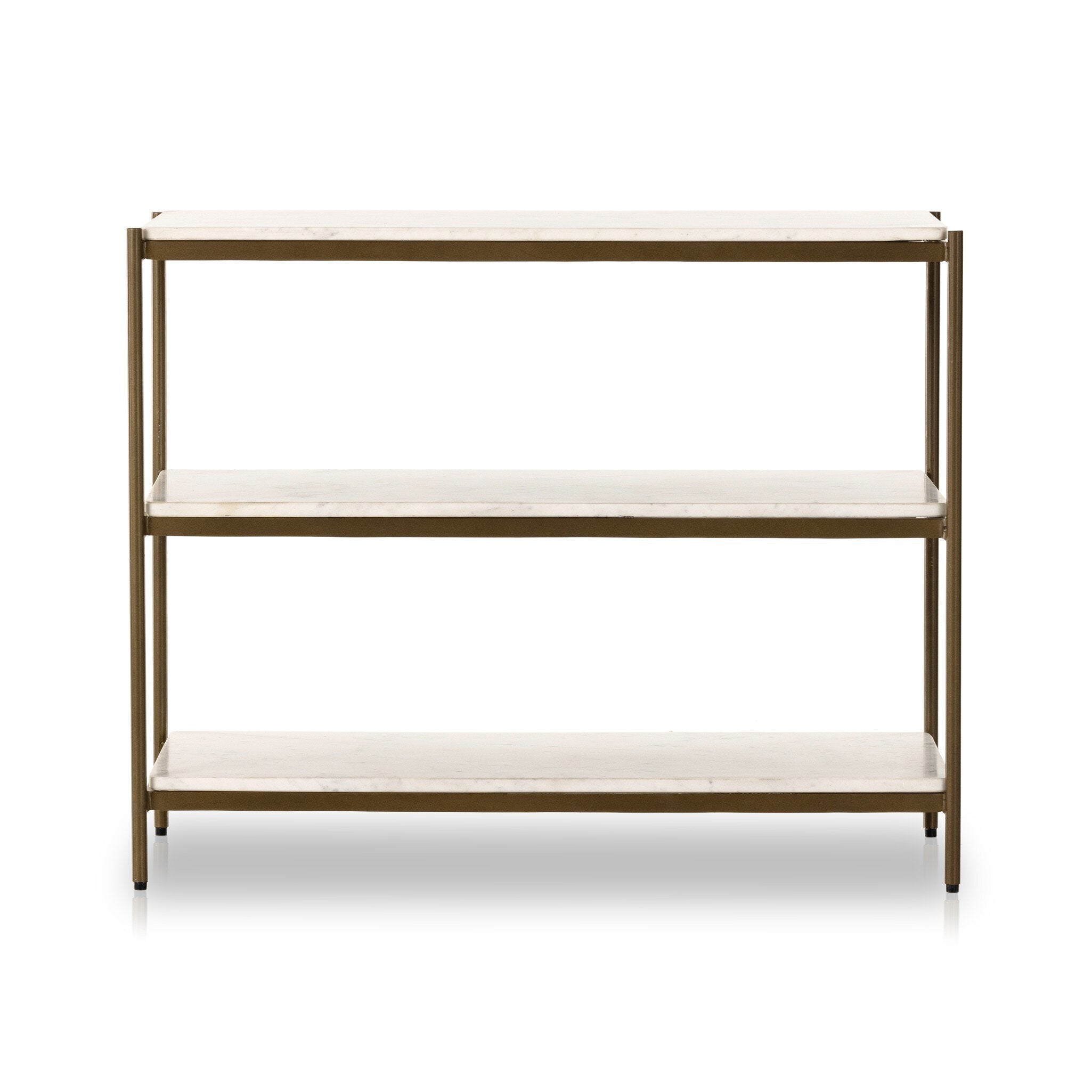 Felix Large Nightstand, Polished White Marble/Antique Brass