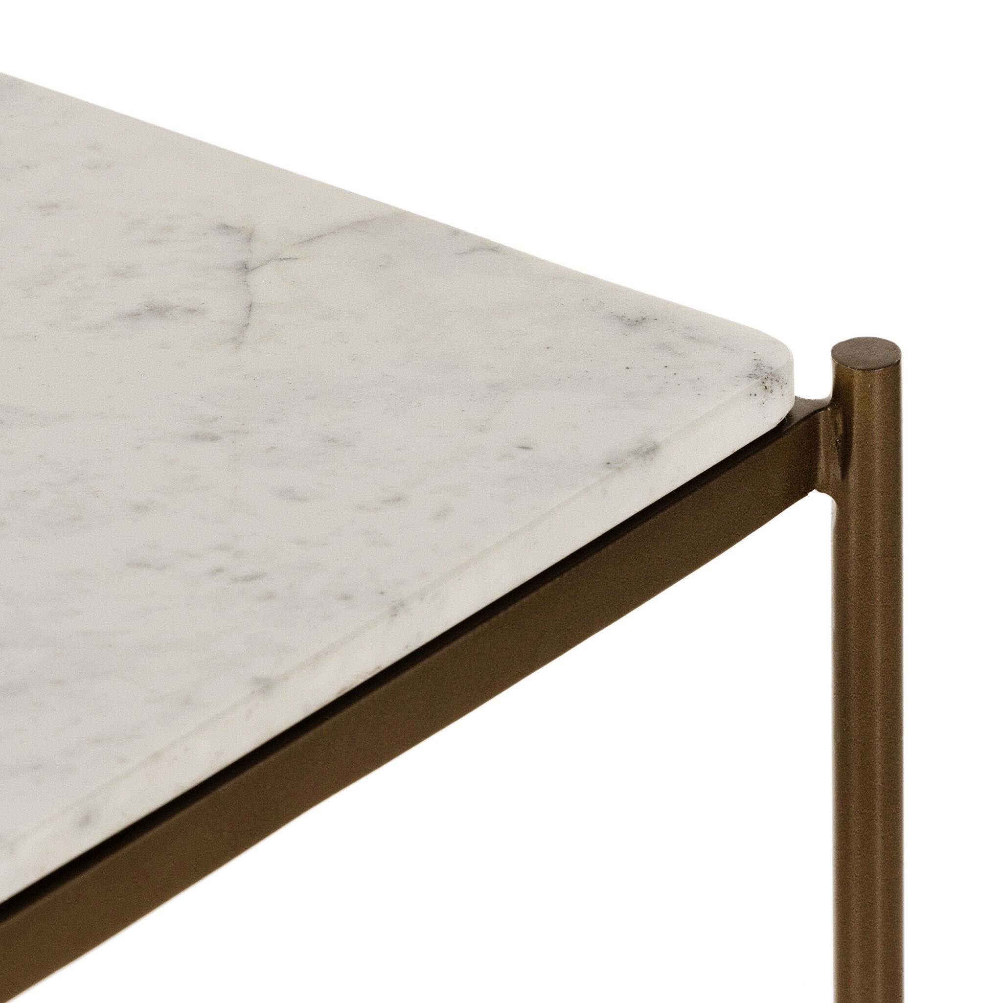 Felix Large Nightstand, Polished White Marble/Antique Brass