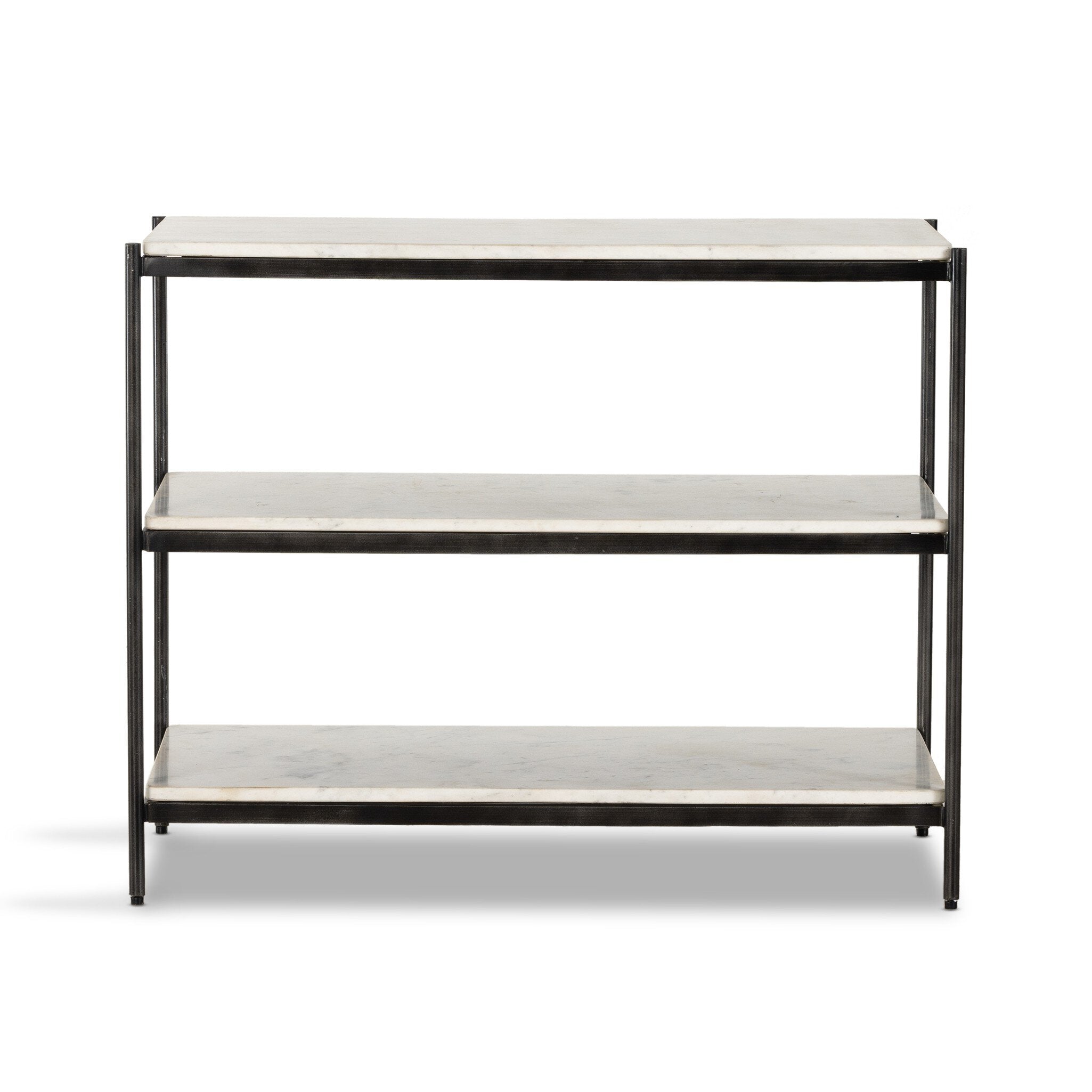 Felix Large Nightstand, Polished White Marble/Hammered Grey