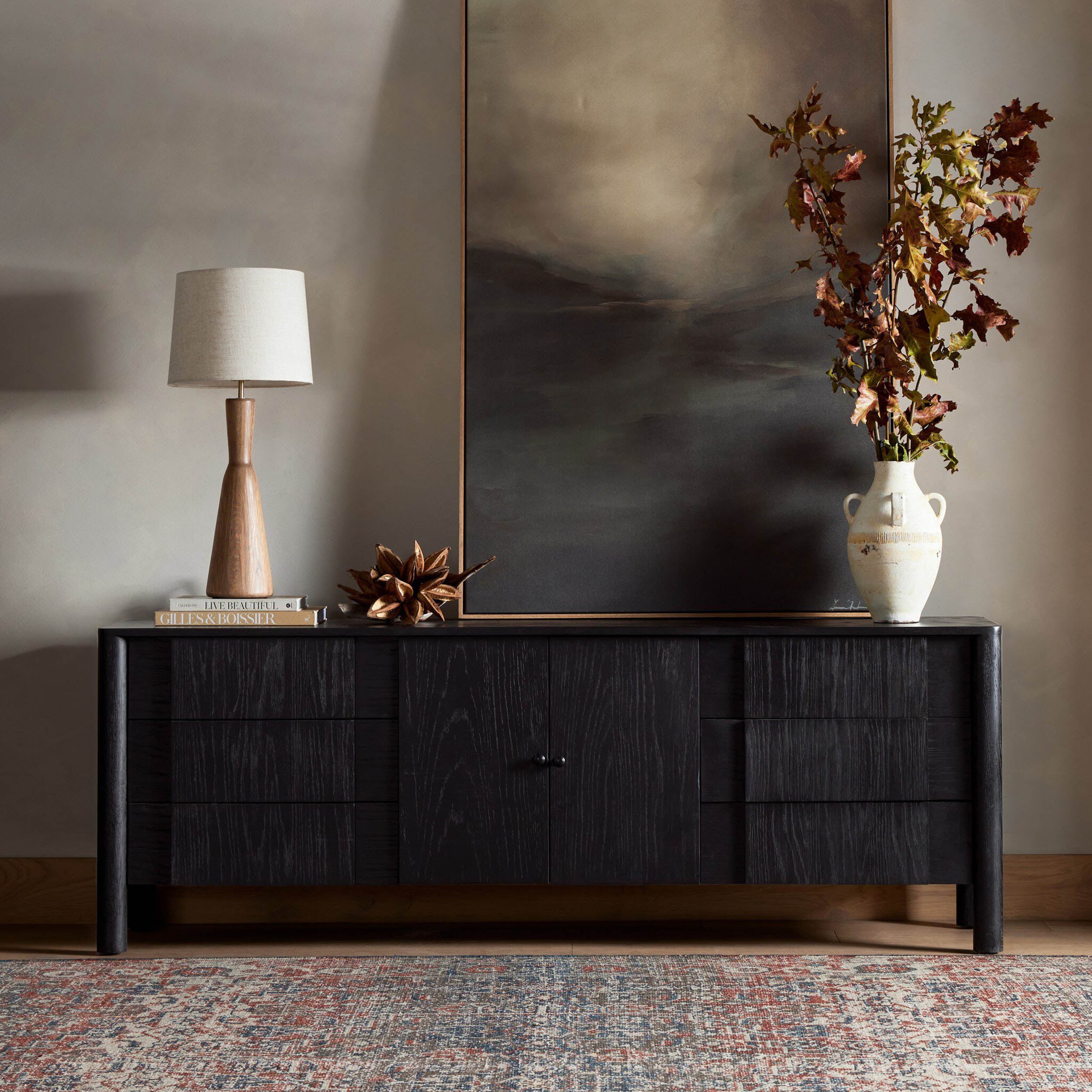 Pollard Media Console, Brushed Ebony Oak Veneer