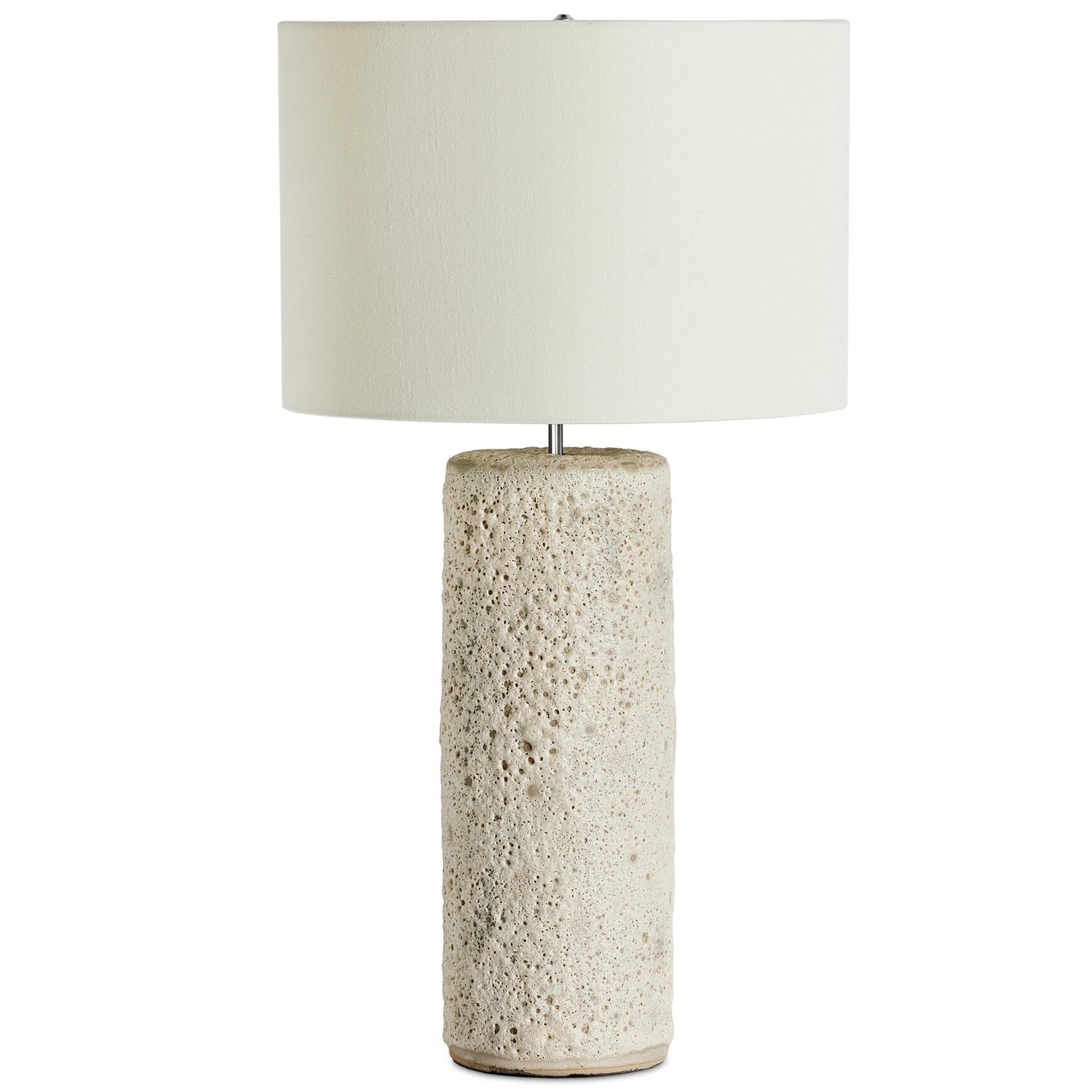 Ozer Table Lamp, Reactive White Glaze